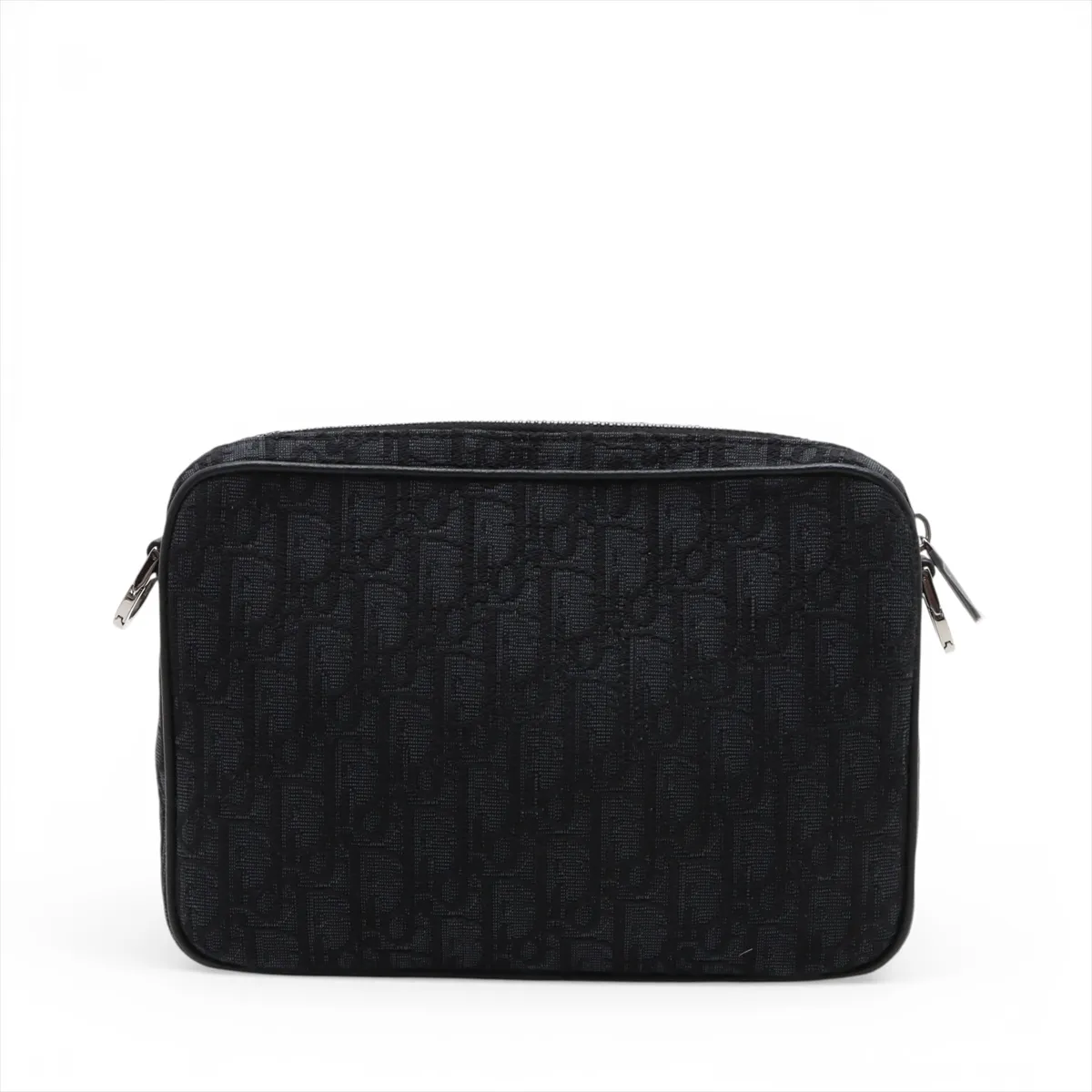 Oblique Saddle Canvas x Leather Shoulder Bag Navy — view 4