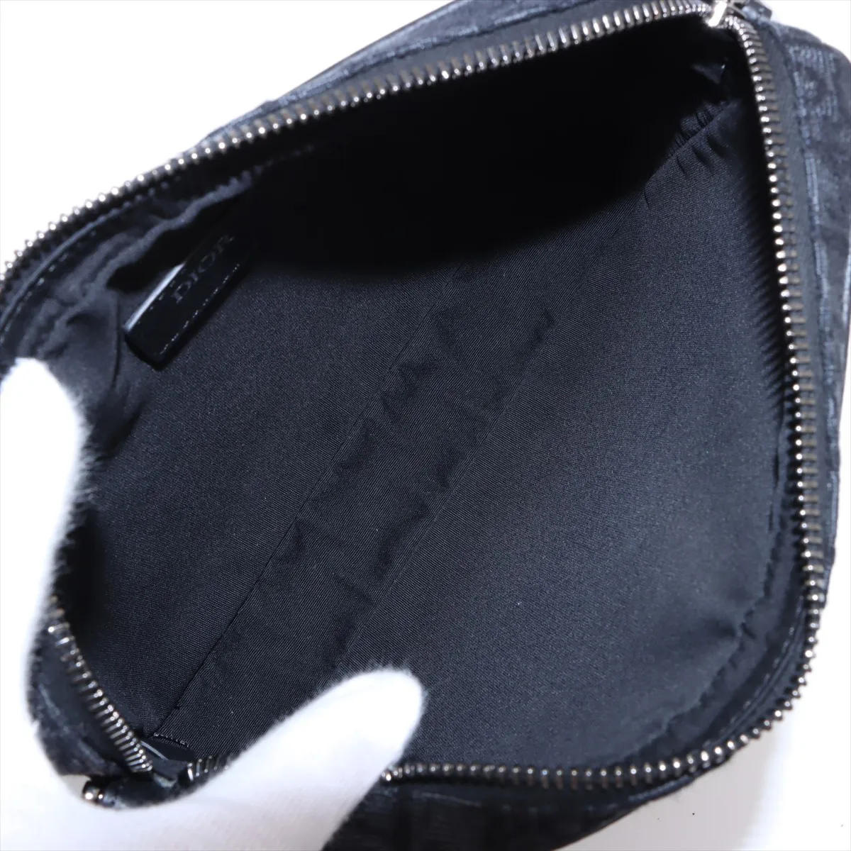 Oblique Saddle Canvas x Leather Shoulder Bag Navy — view 8