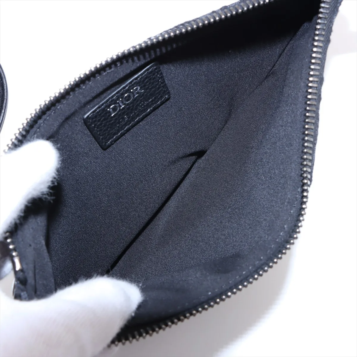 Oblique Saddle Canvas x Leather Shoulder Bag Navy — view 9