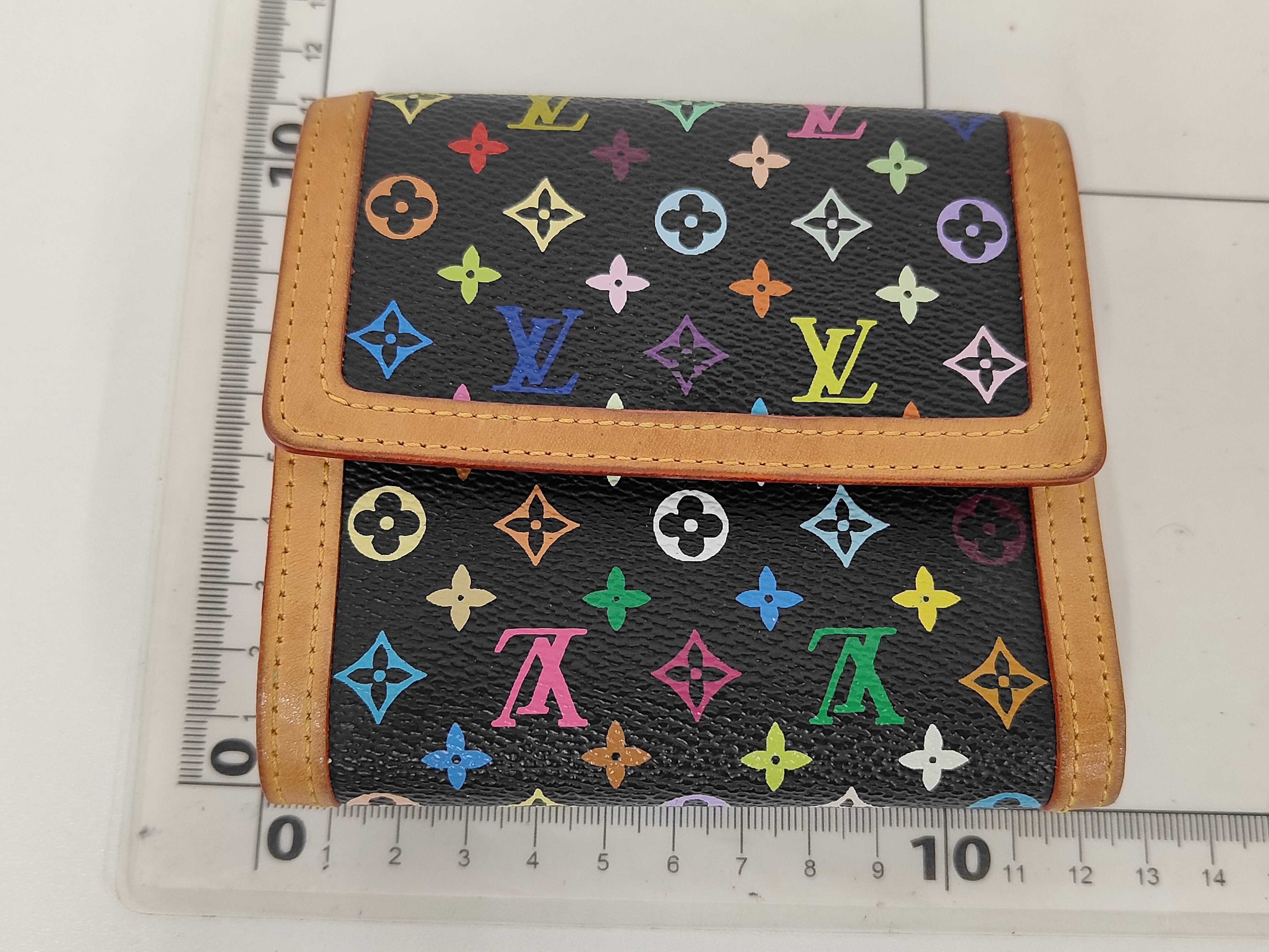 Monogram Multicolor Louis Vuitton Monogram Multi Double Snap Bi-fold Wallet Black Bag — view 2