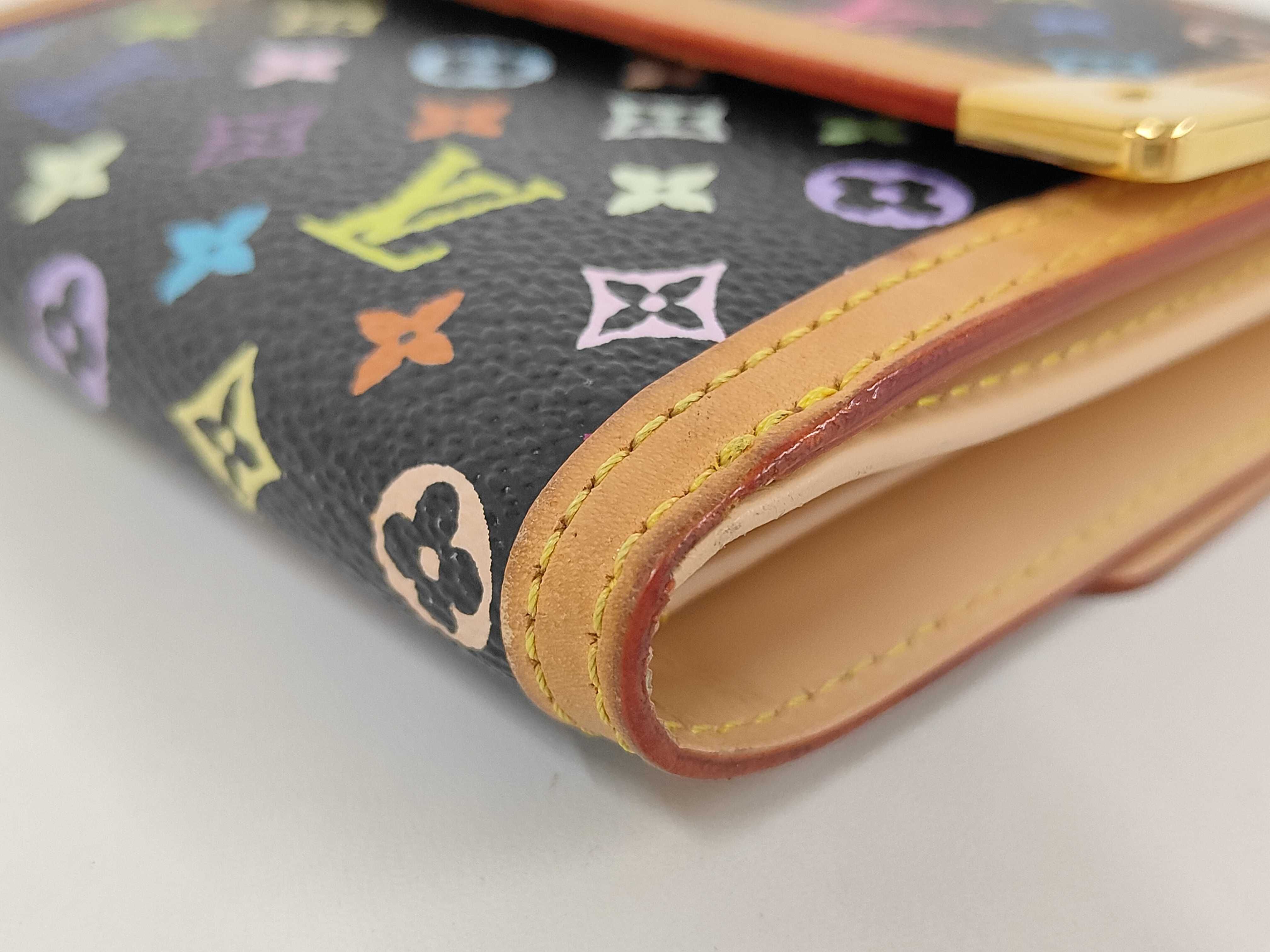 Monogram Multicolor Louis Vuitton Monogram Multi Double Snap Bi-fold Wallet Black Bag — view 3