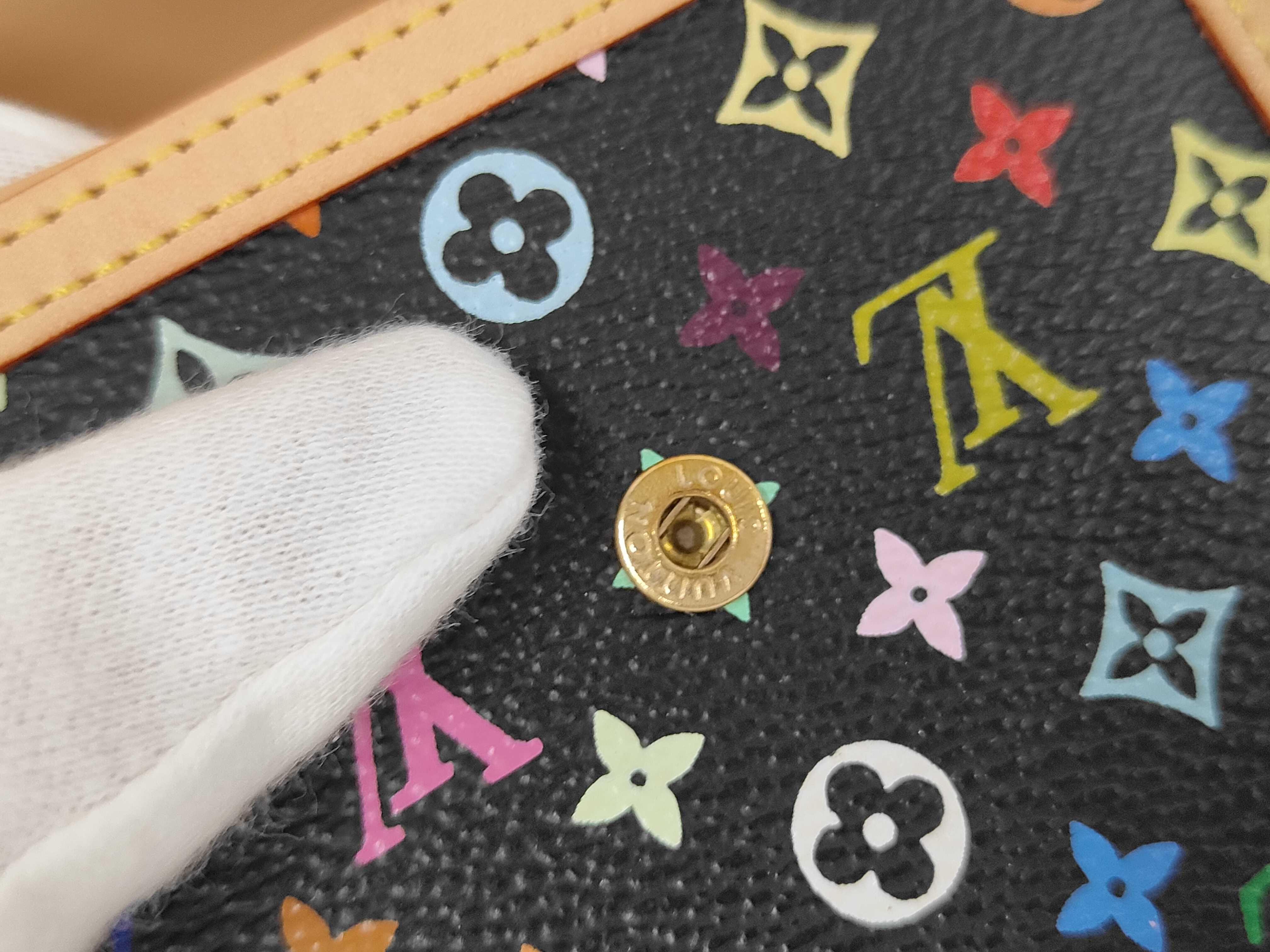 Monogram Multicolor Louis Vuitton Monogram Multi Double Snap Bi-fold Wallet Black Bag — view 8