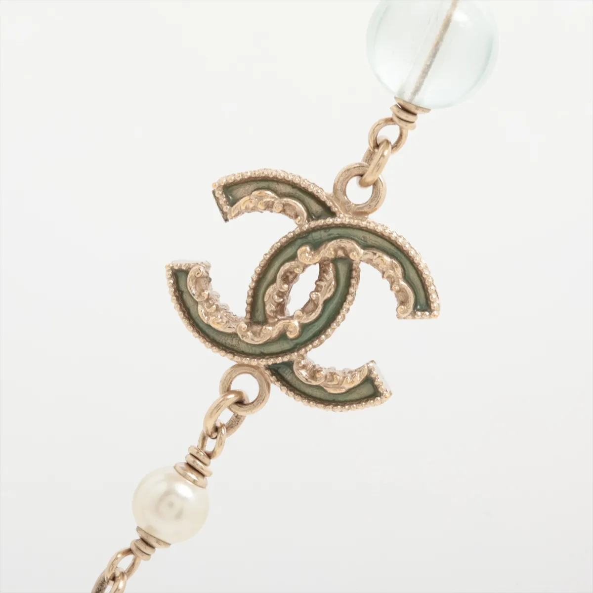 Coco Mark B13C Necklace, GP x Faux Pearl, Gold x Blue. Shows — view 3