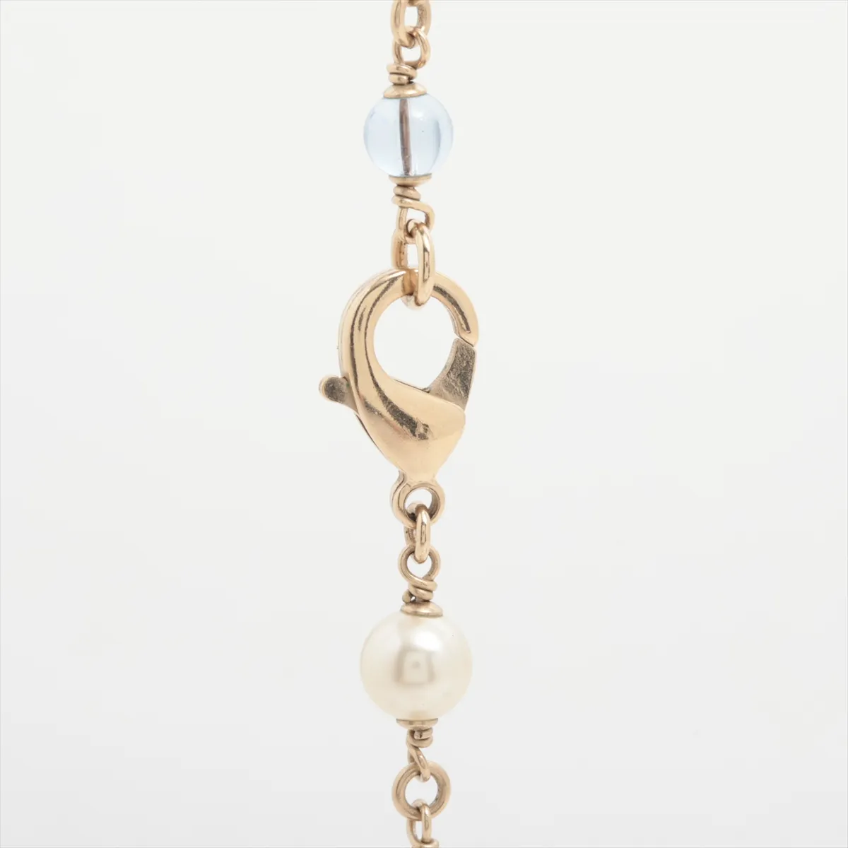 Coco Mark B13C Necklace, GP x Faux Pearl, Gold x Blue. Shows — view 4
