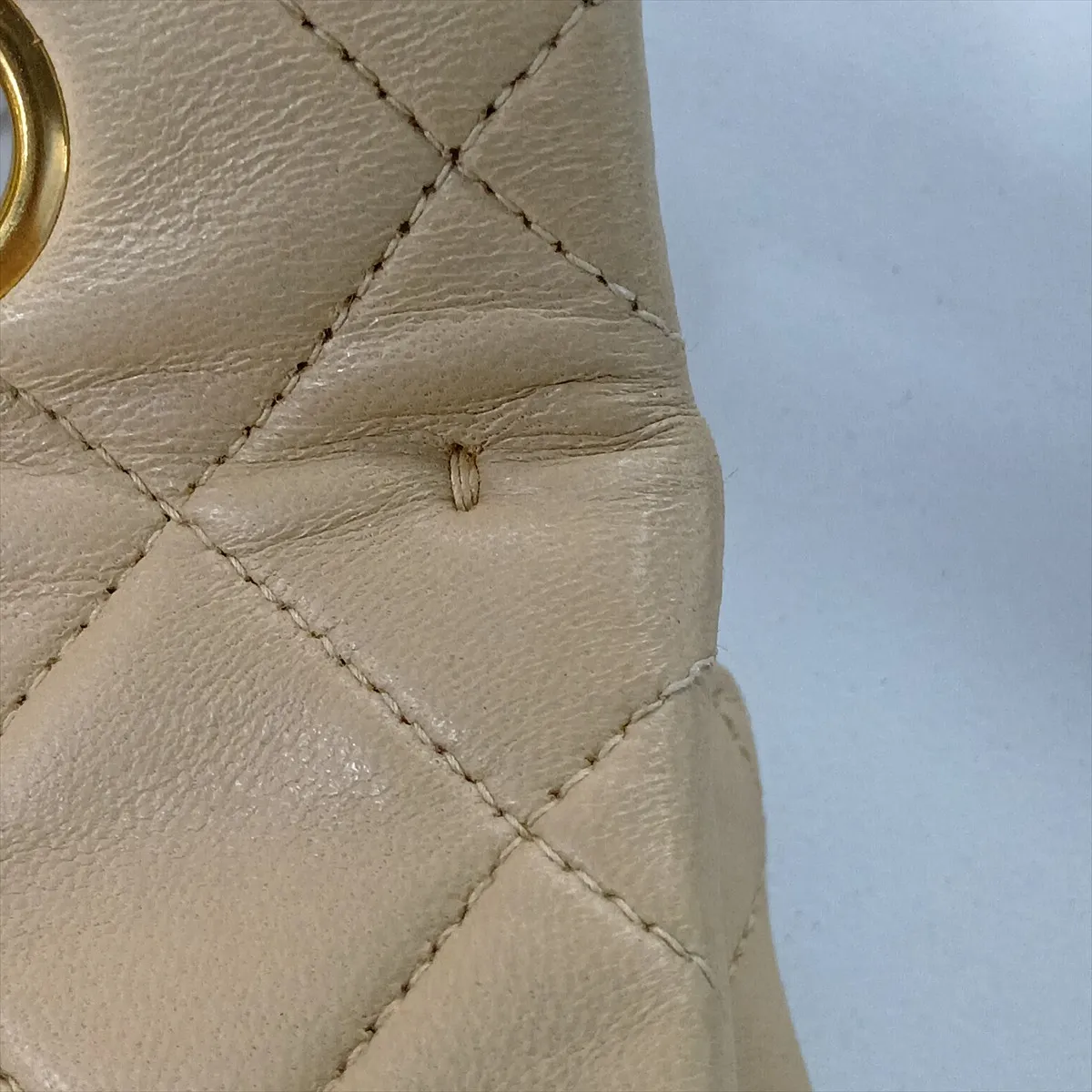 Matelassé 25 Lambskin Double Flap Double Chain Bag, Beige, Gold Hardware, A01112 — view 14