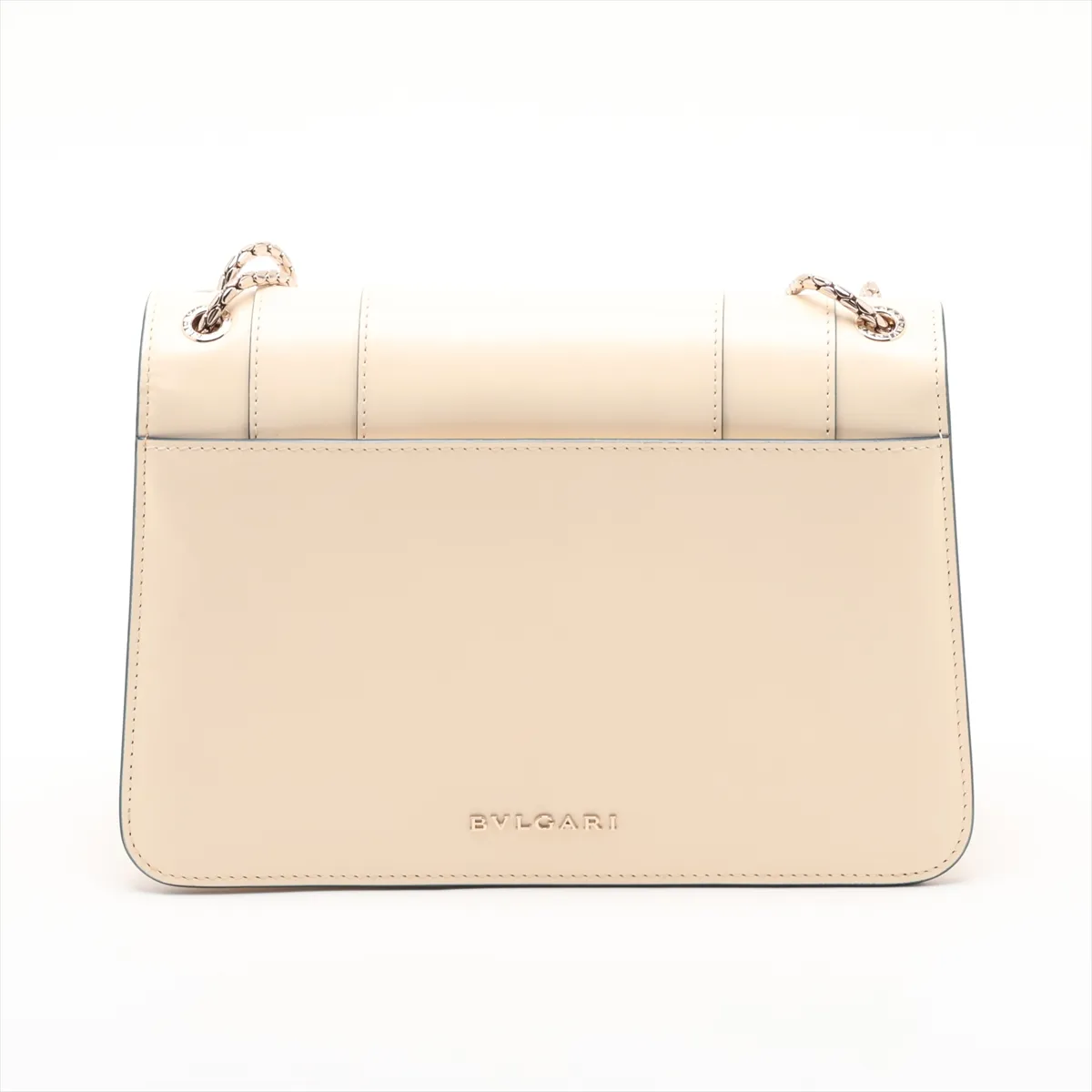 Serpenti Forever Leather Chain Shoulder Bag, Beige, with Mirror — view 2