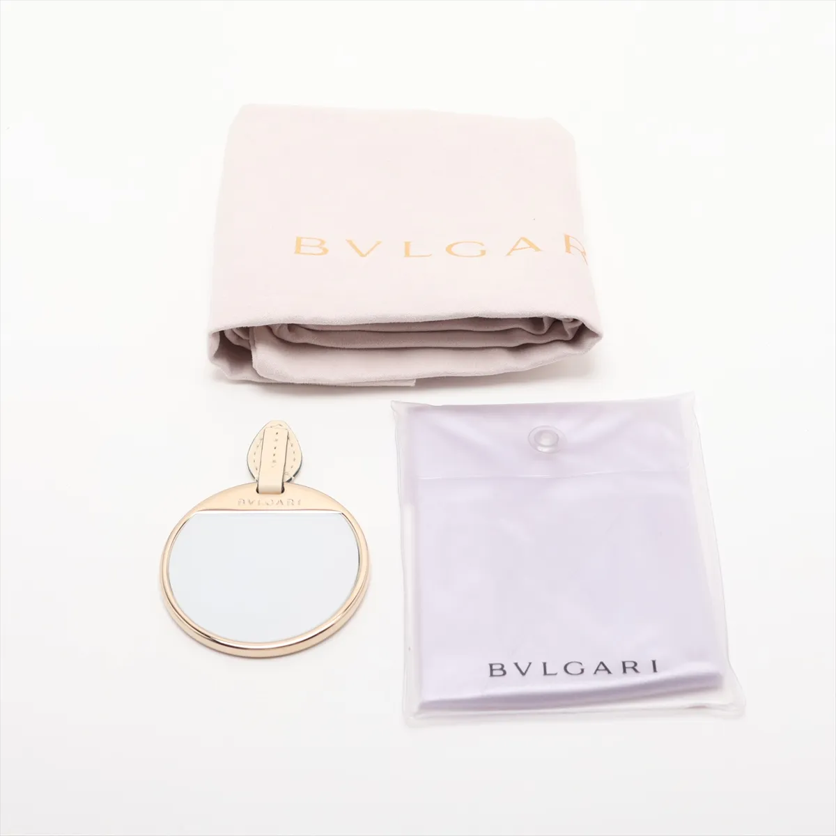 Serpenti Forever Leather Chain Shoulder Bag, Beige, with Mirror — view 12