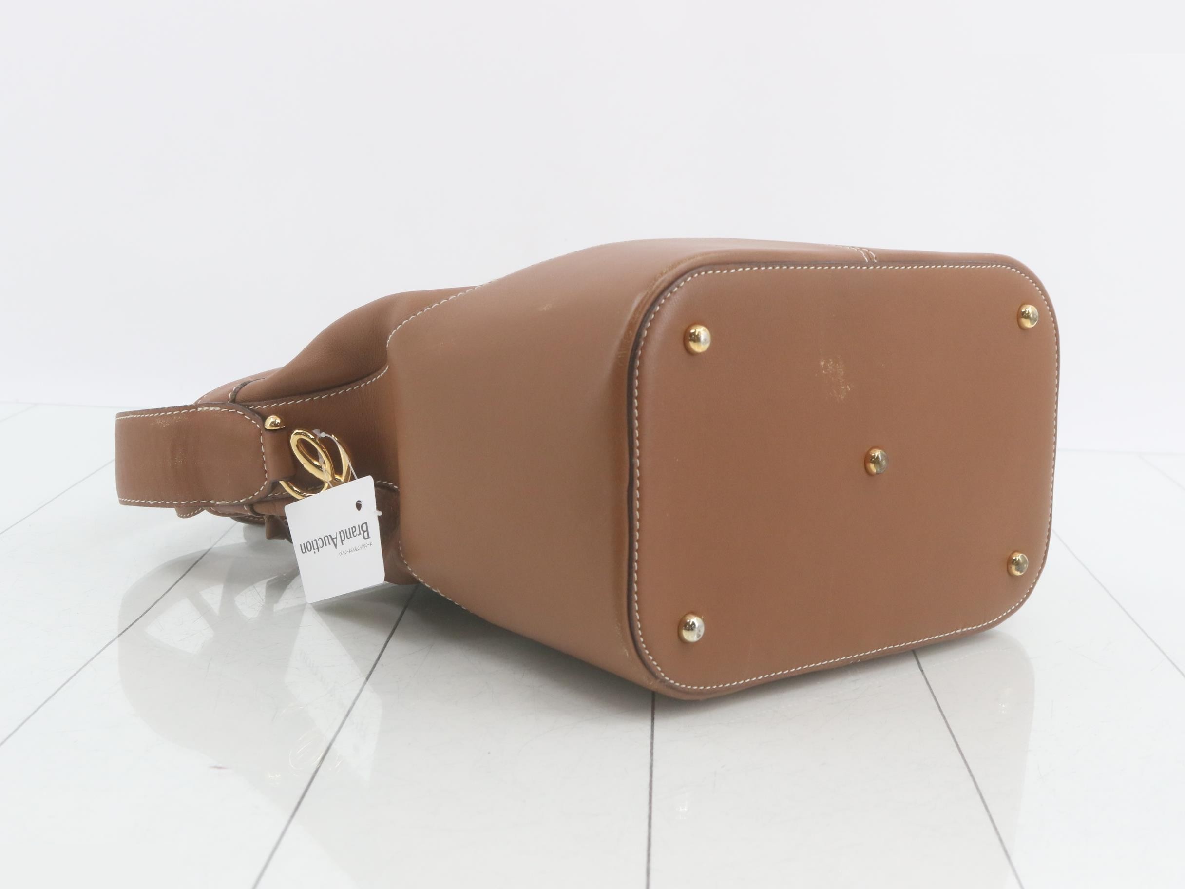 Leather shoulder bag with pouch, light brown. — view 5