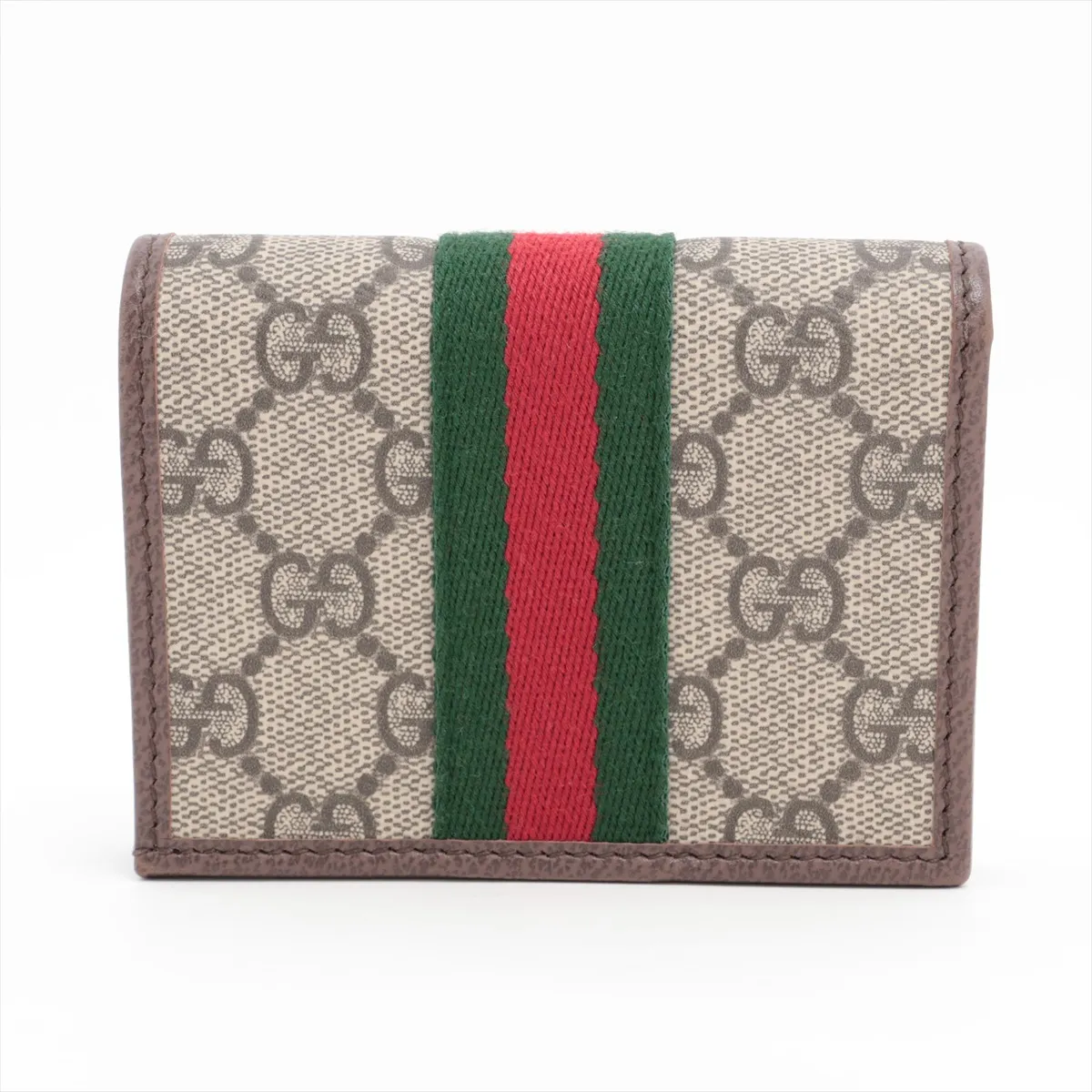 GG Supreme 838487 PVC x Leather Compact Wallet, Beige — view 2