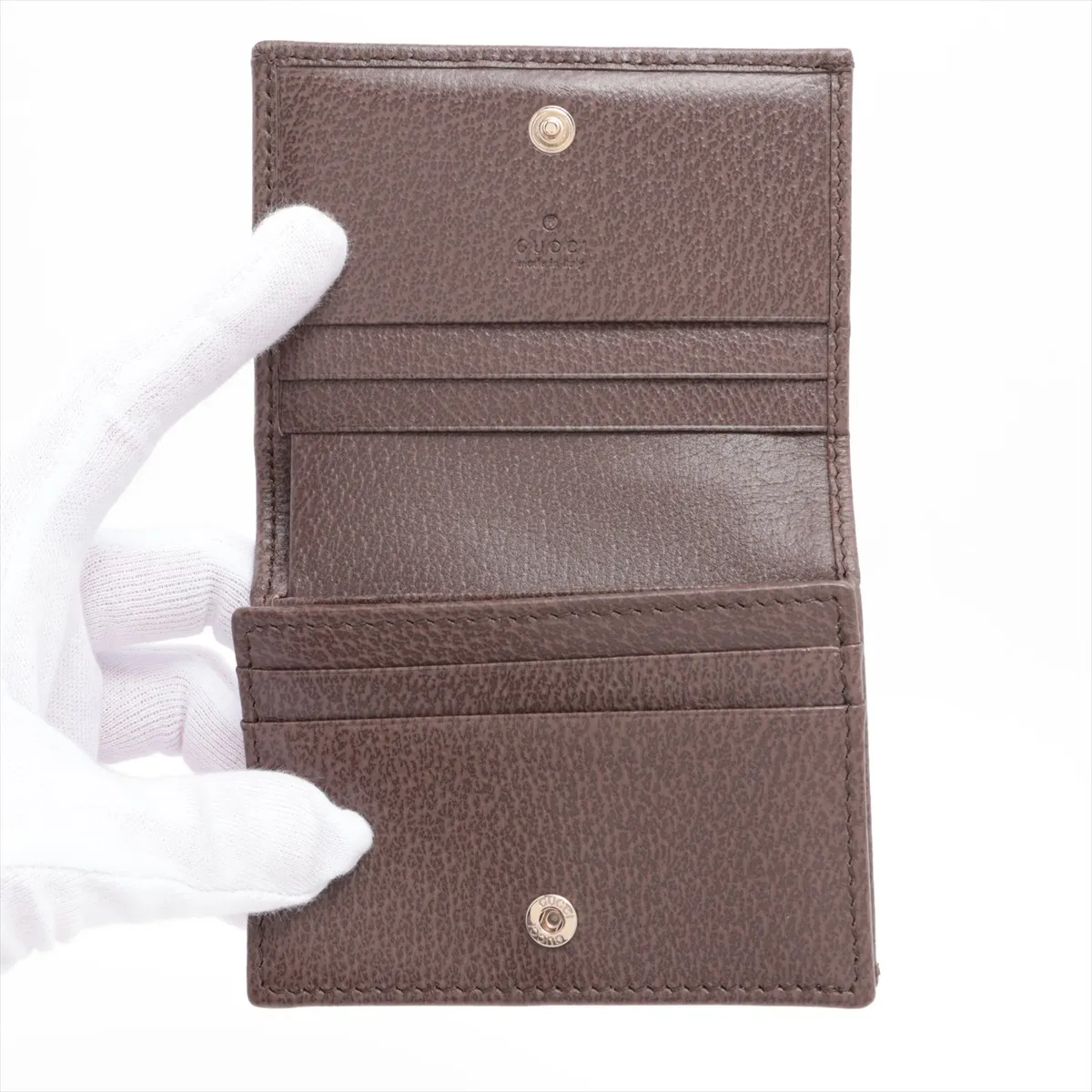 GG Supreme 838487 PVC x Leather Compact Wallet, Beige — view 3