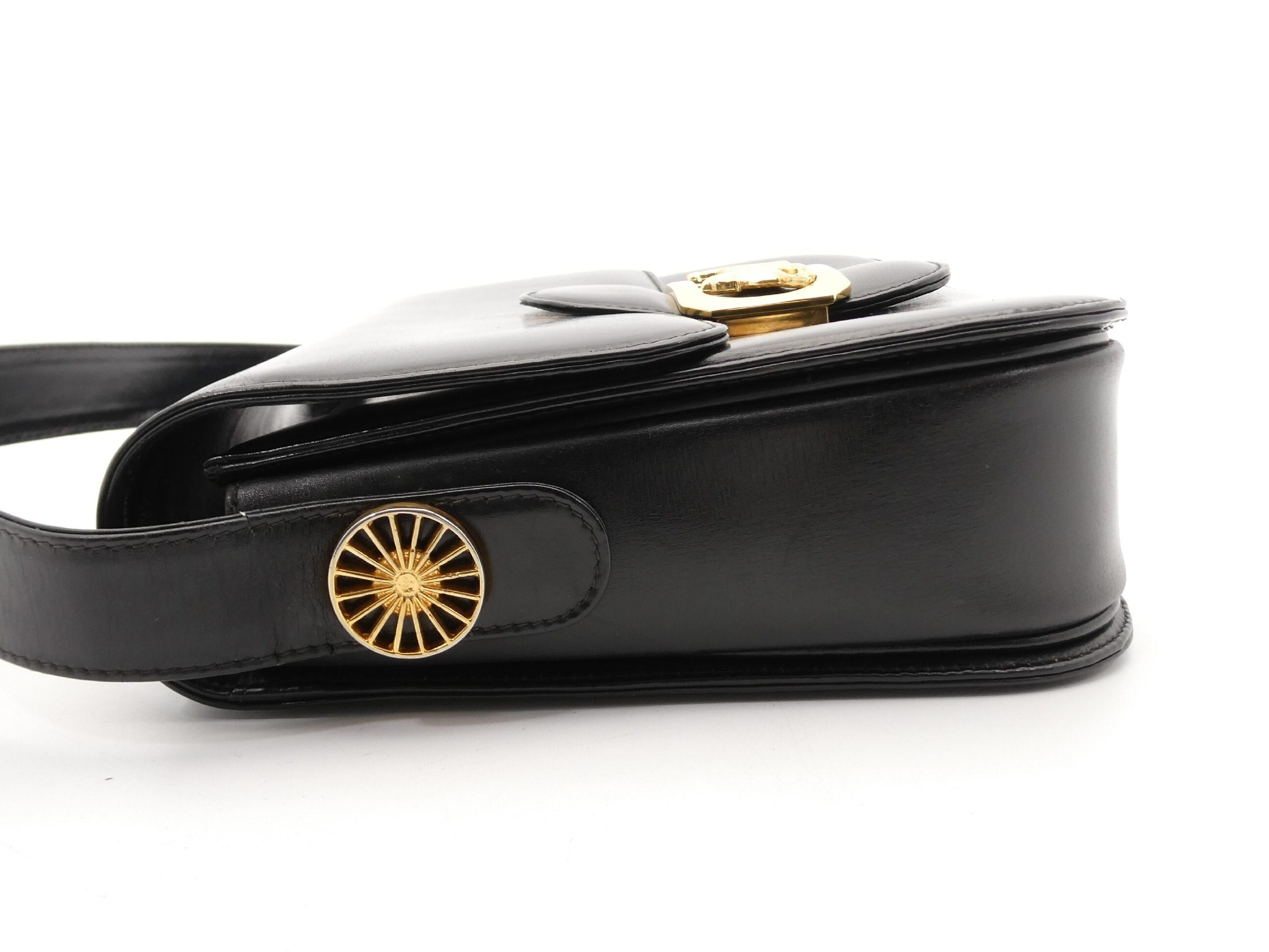 leather shoulder bag with carriage hardware — view 3