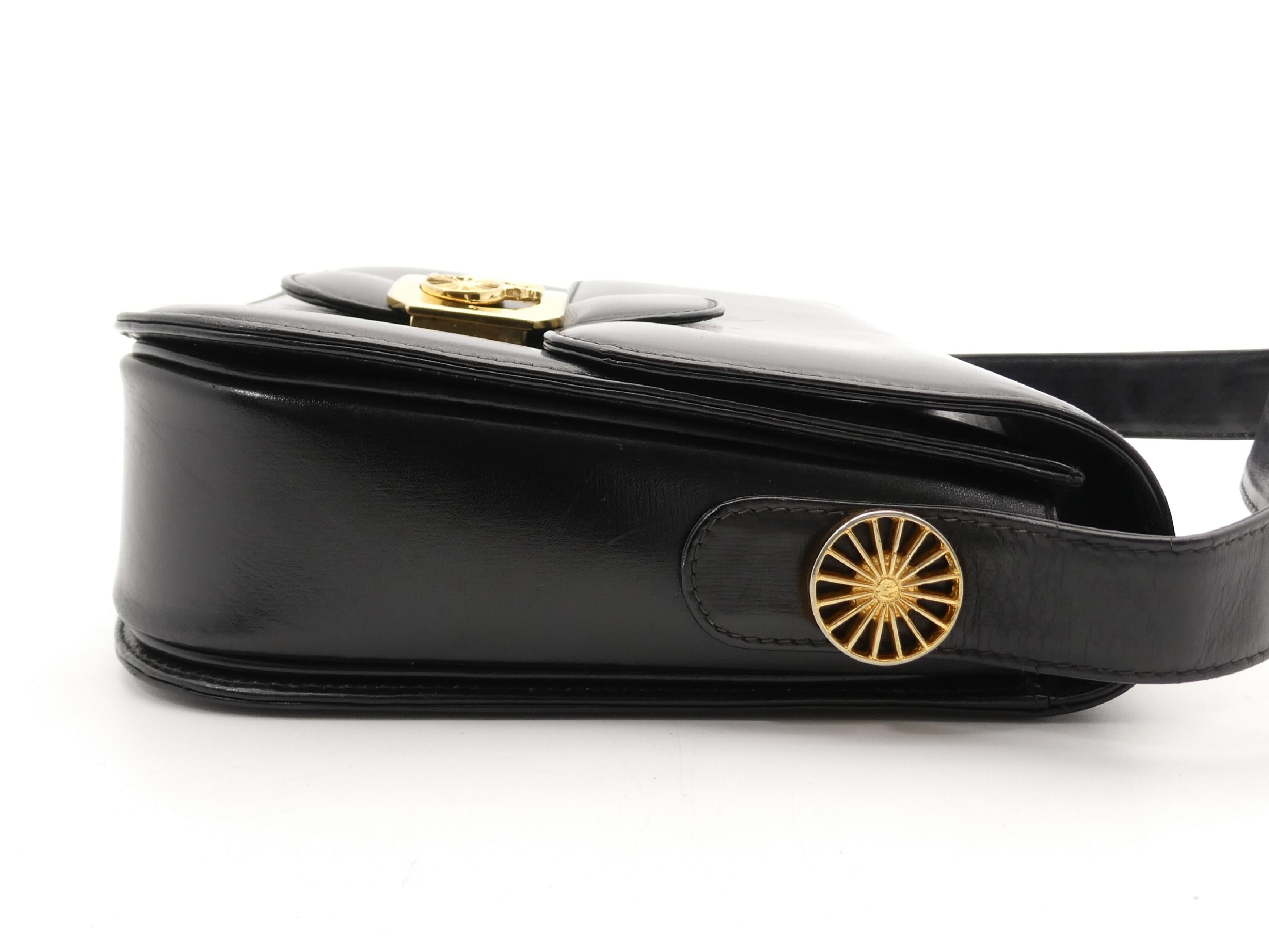 leather shoulder bag with carriage hardware — view 4