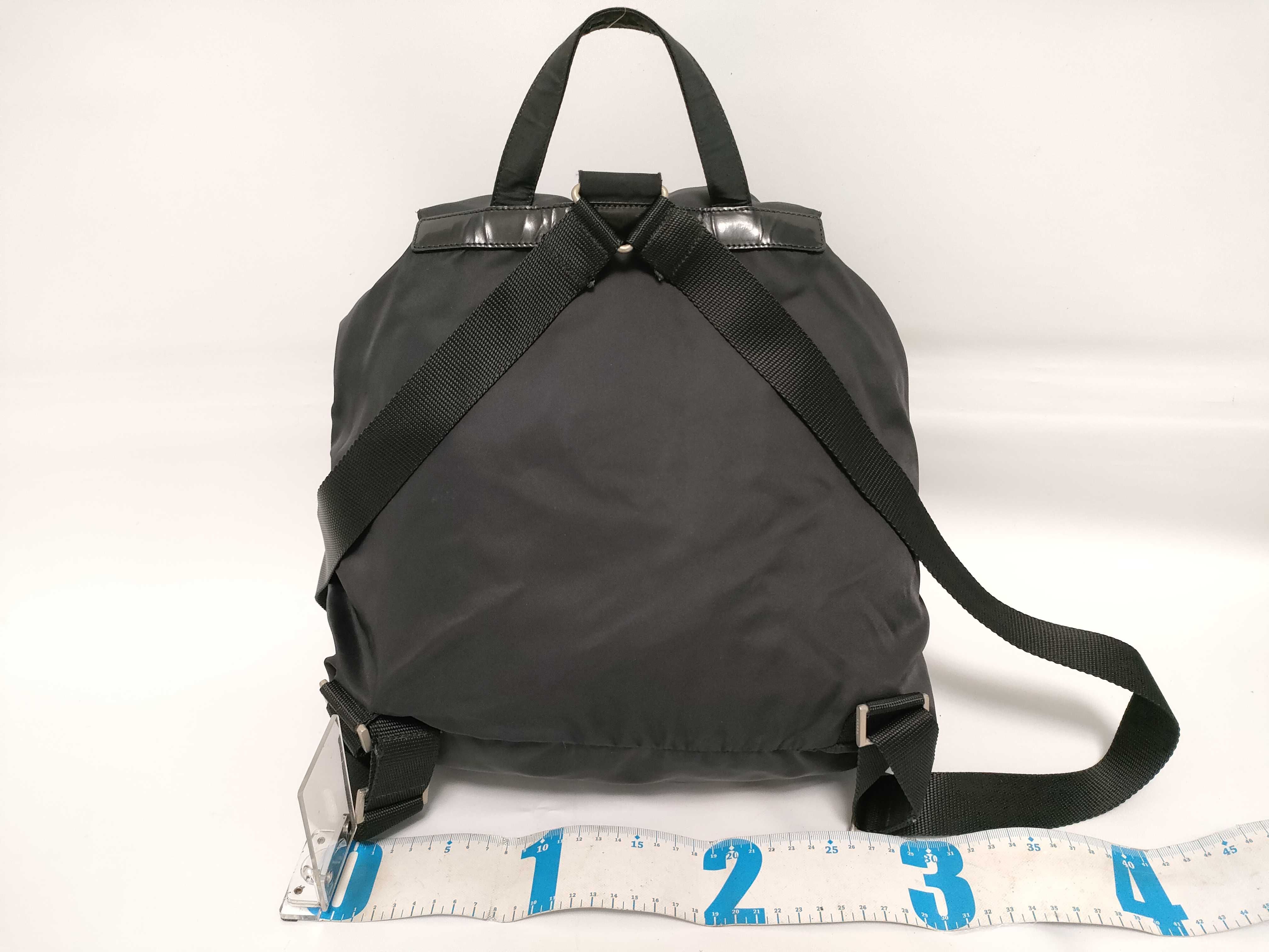 Nylon Prada Triangle Logo Backpack, Black Nylon Backpack — view 2
