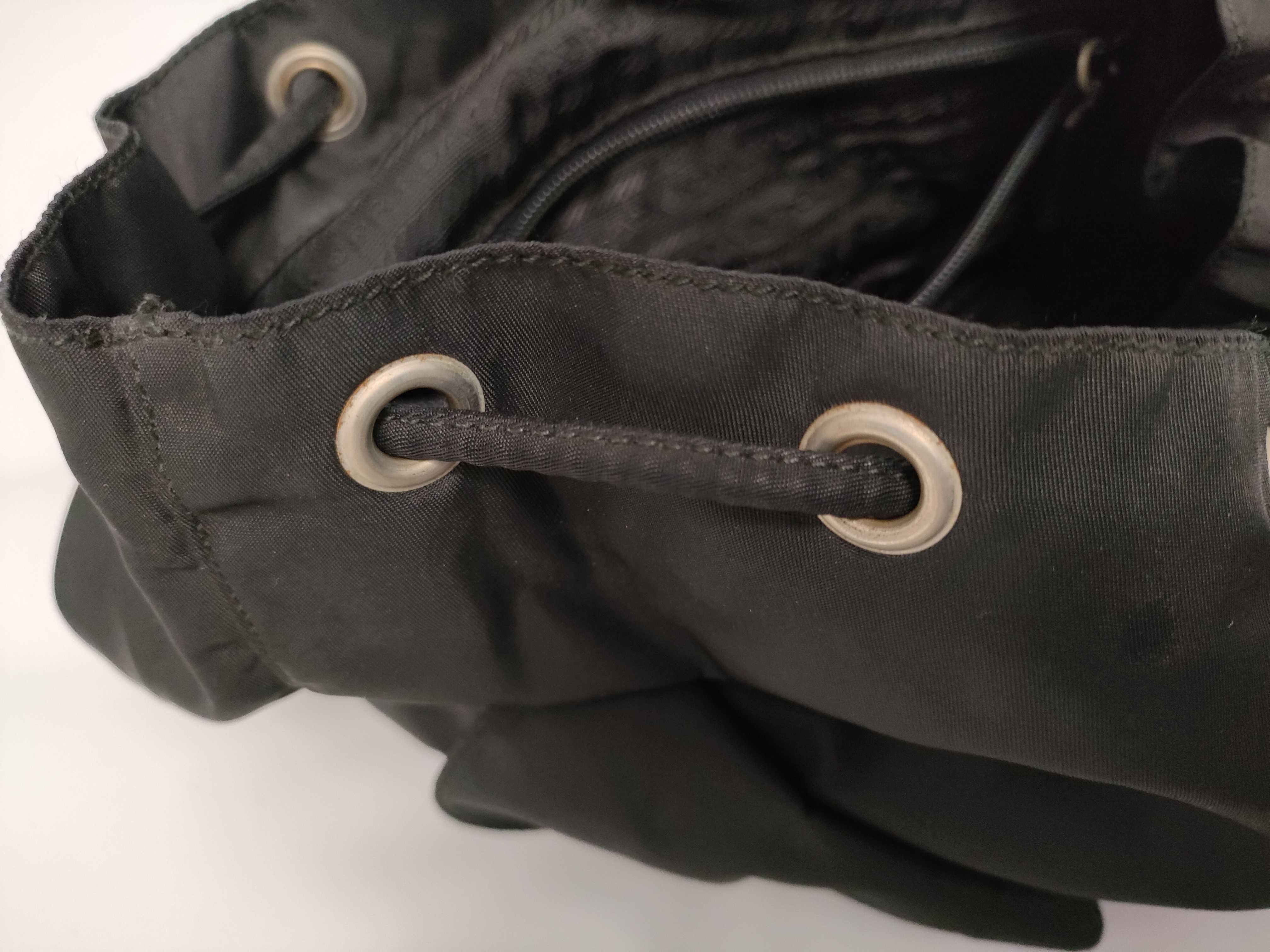 Nylon Prada Triangle Logo Backpack, Black Nylon Backpack — view 12