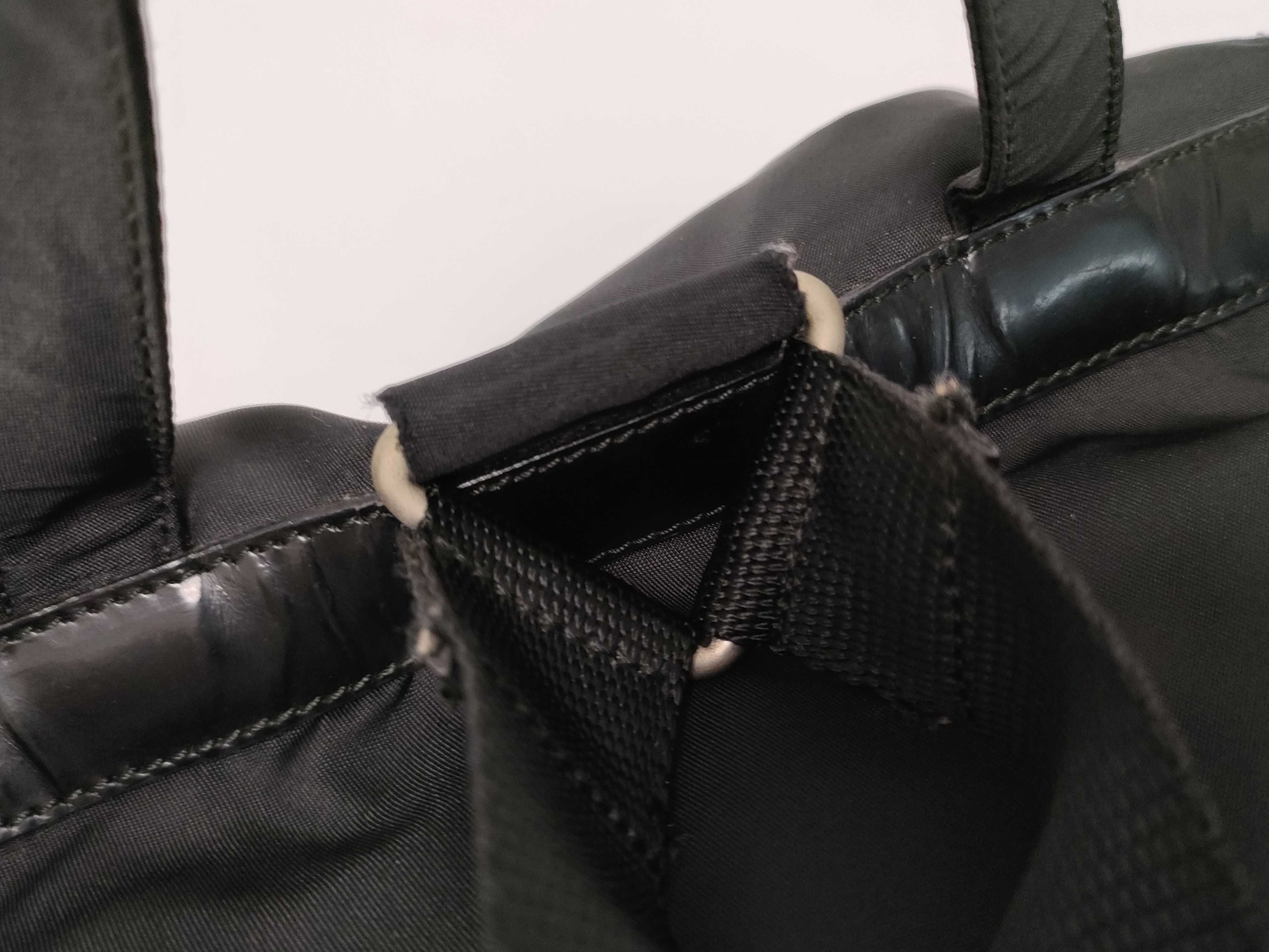 Nylon Prada Triangle Logo Backpack, Black Nylon Backpack — view 6