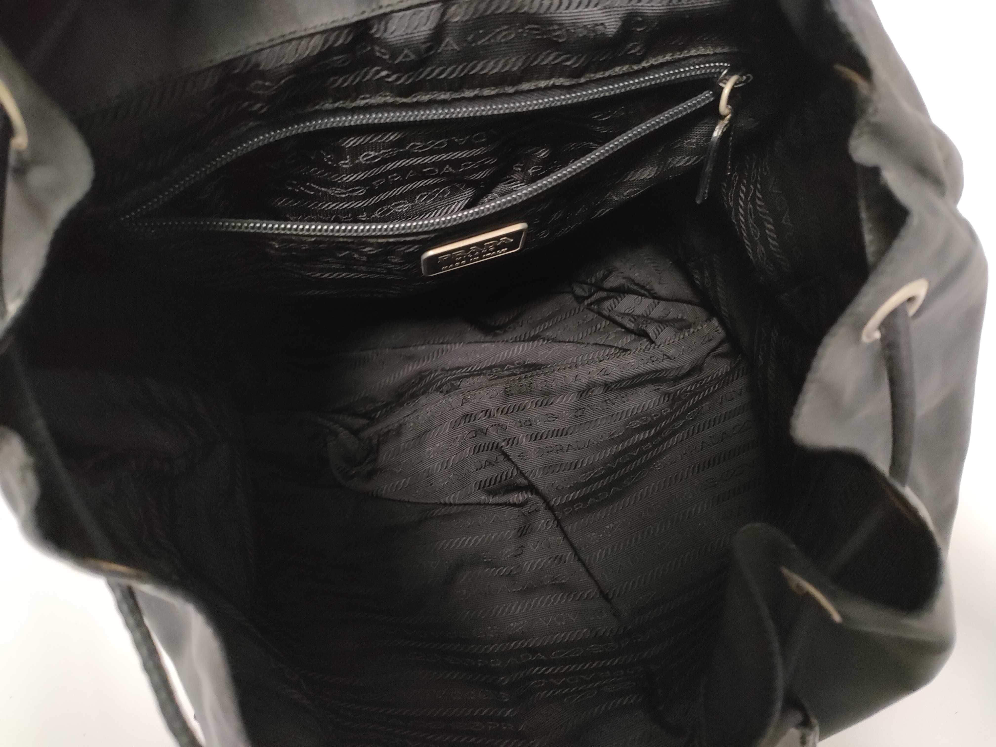 Nylon Prada Triangle Logo Backpack, Black Nylon Backpack — view 8