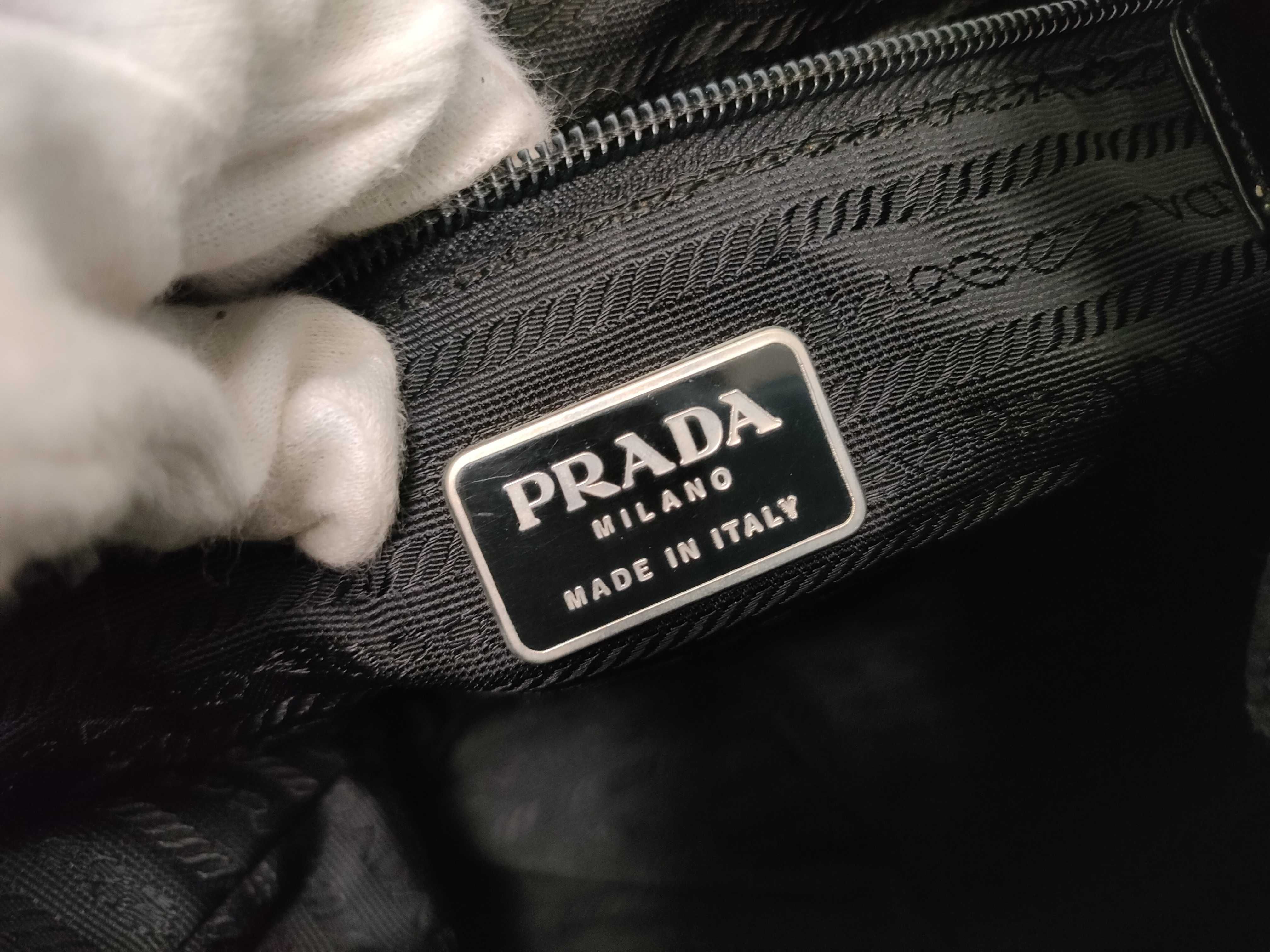 Nylon Prada Triangle Logo Backpack, Black Nylon Backpack — view 10