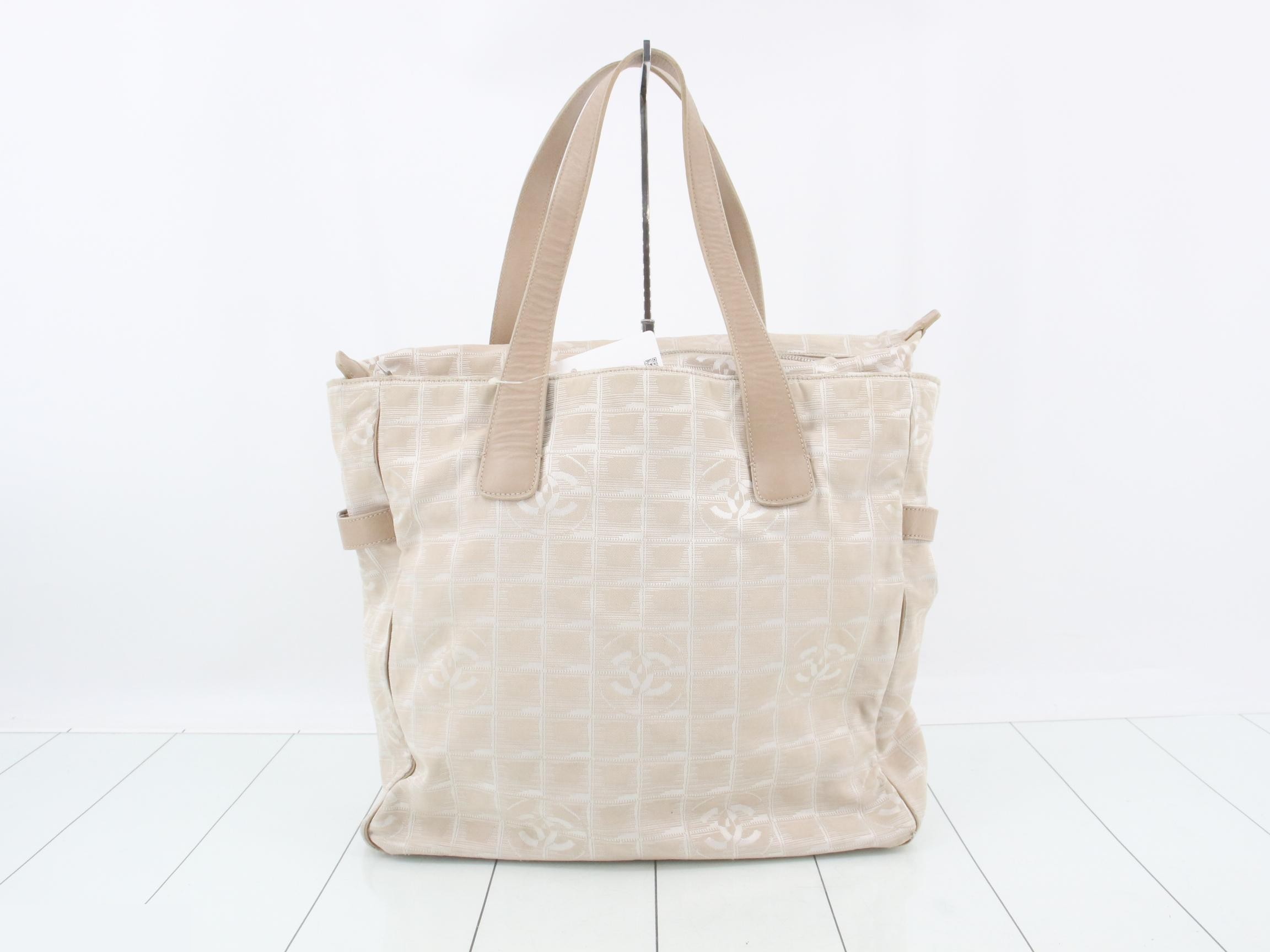 New Travel Line Tote Bag, Pink Beige