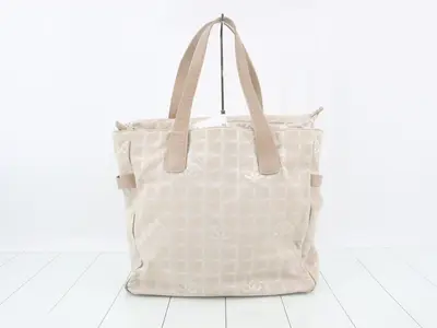 New Travel Line Tote Bag, Pink Beige