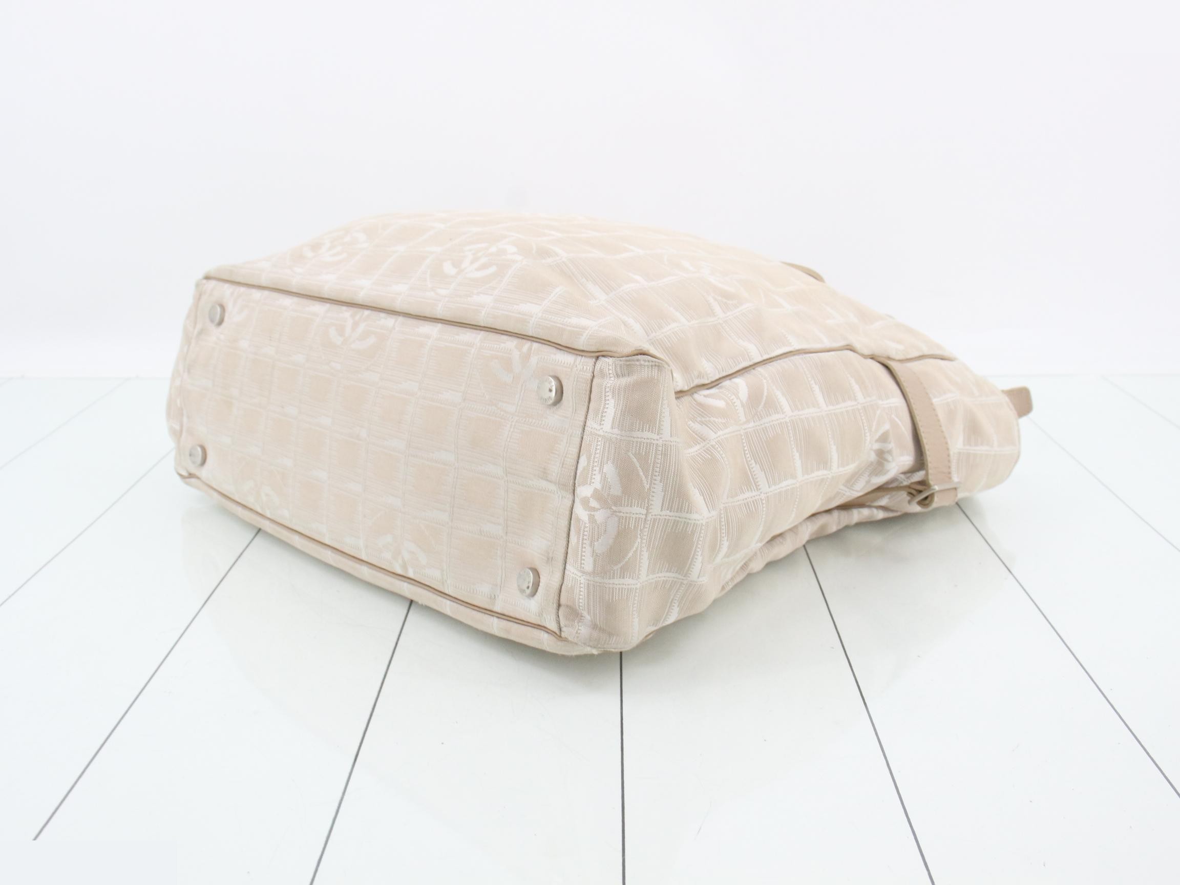 New Travel Line Tote Bag, Pink Beige — view 6