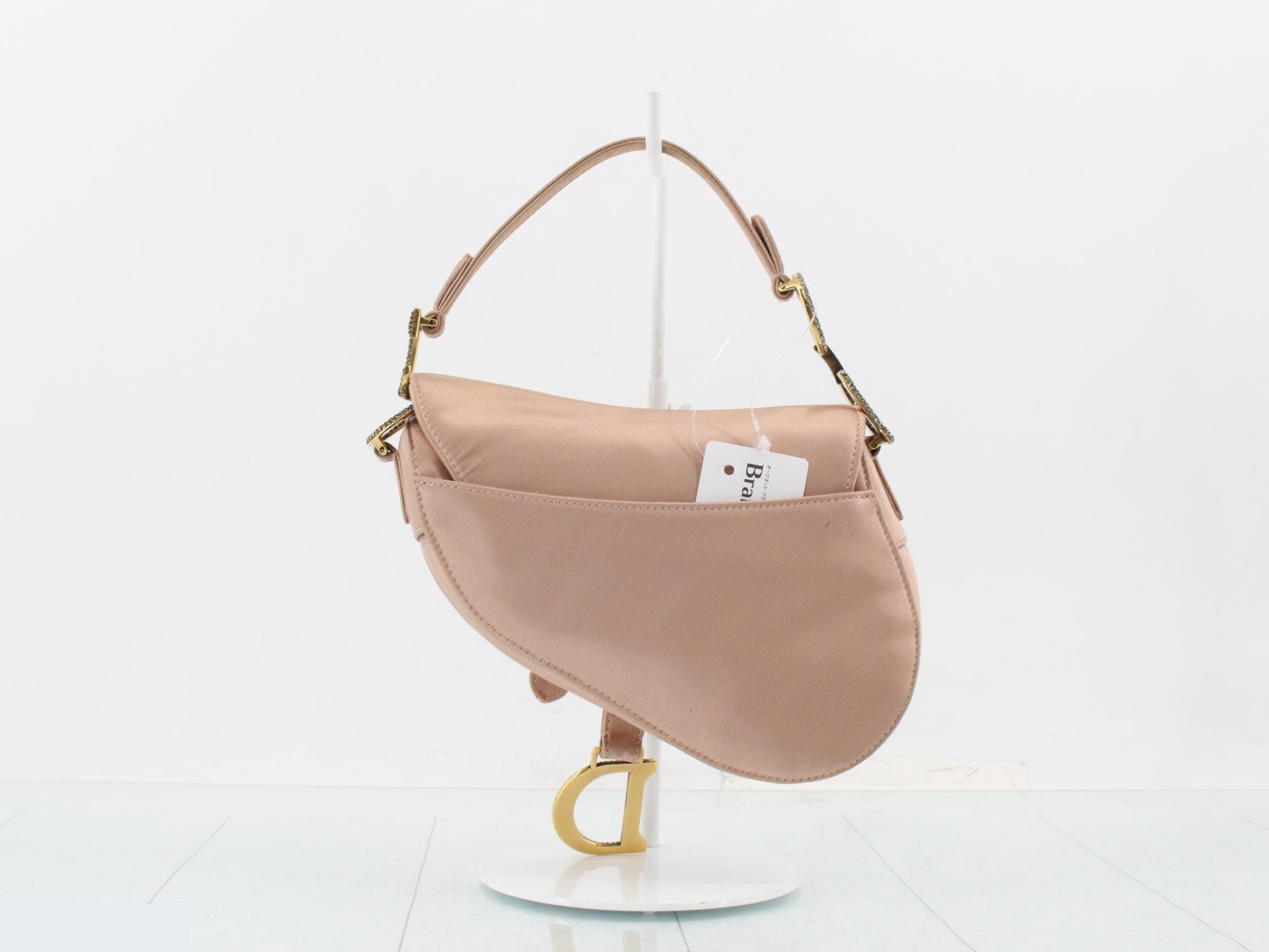 Satin Pink Rhinestone Saddle Handbag — view 2