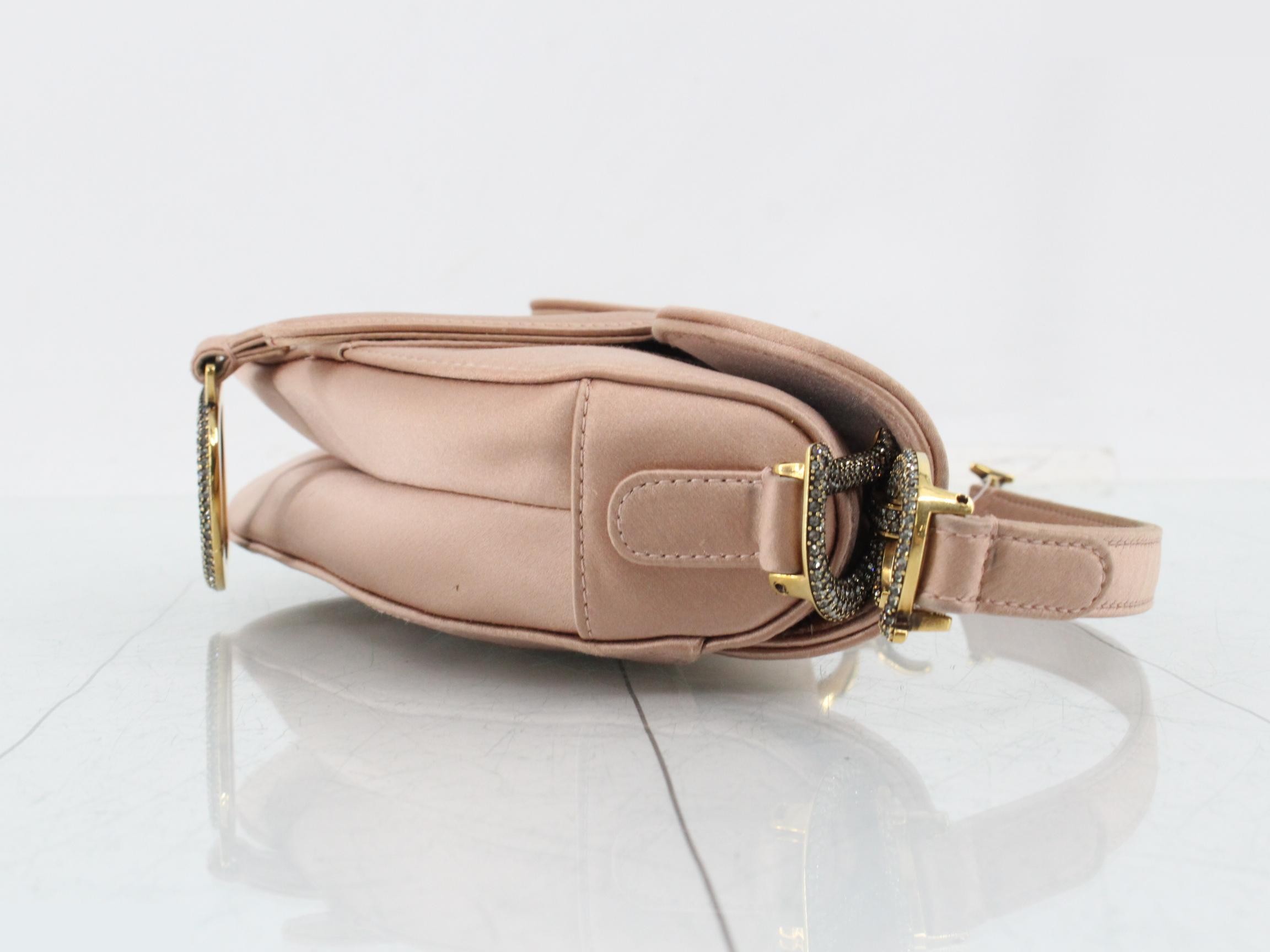 Satin Pink Rhinestone Saddle Handbag — view 3