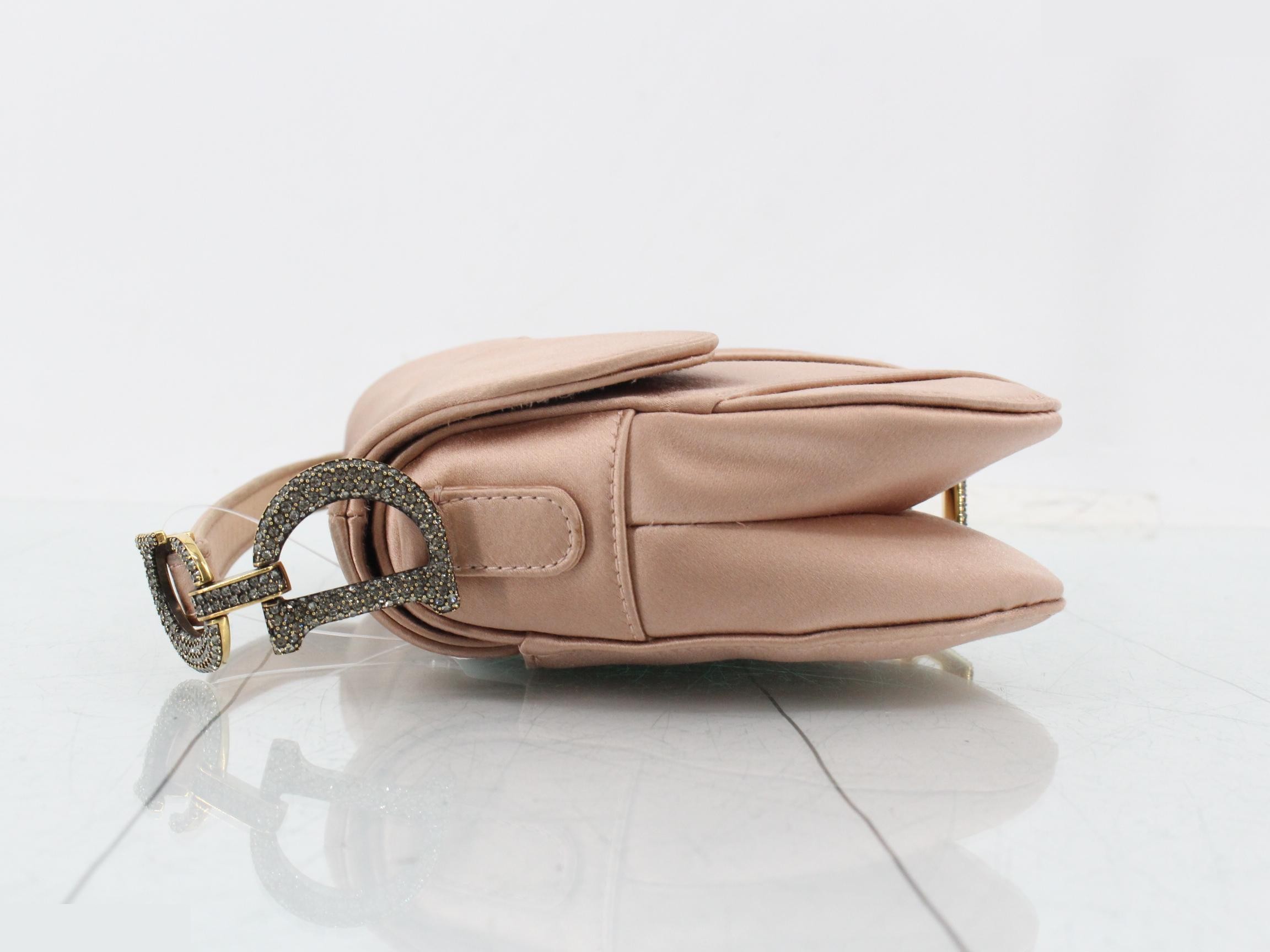 Satin Pink Rhinestone Saddle Handbag — view 4