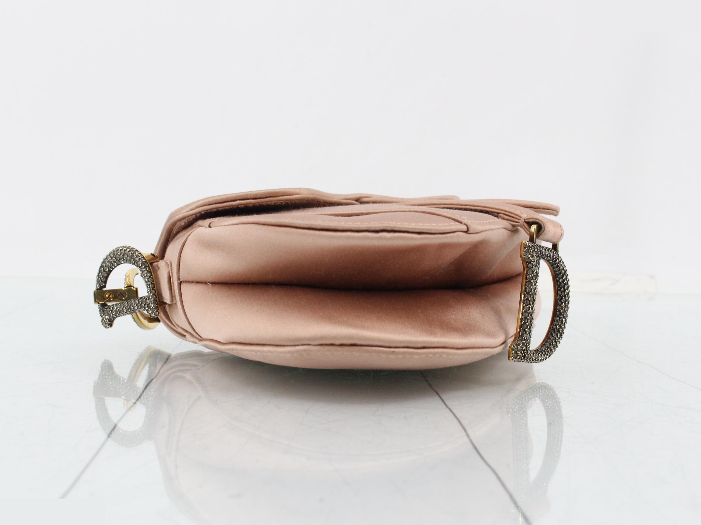 Satin Pink Rhinestone Saddle Handbag — view 5