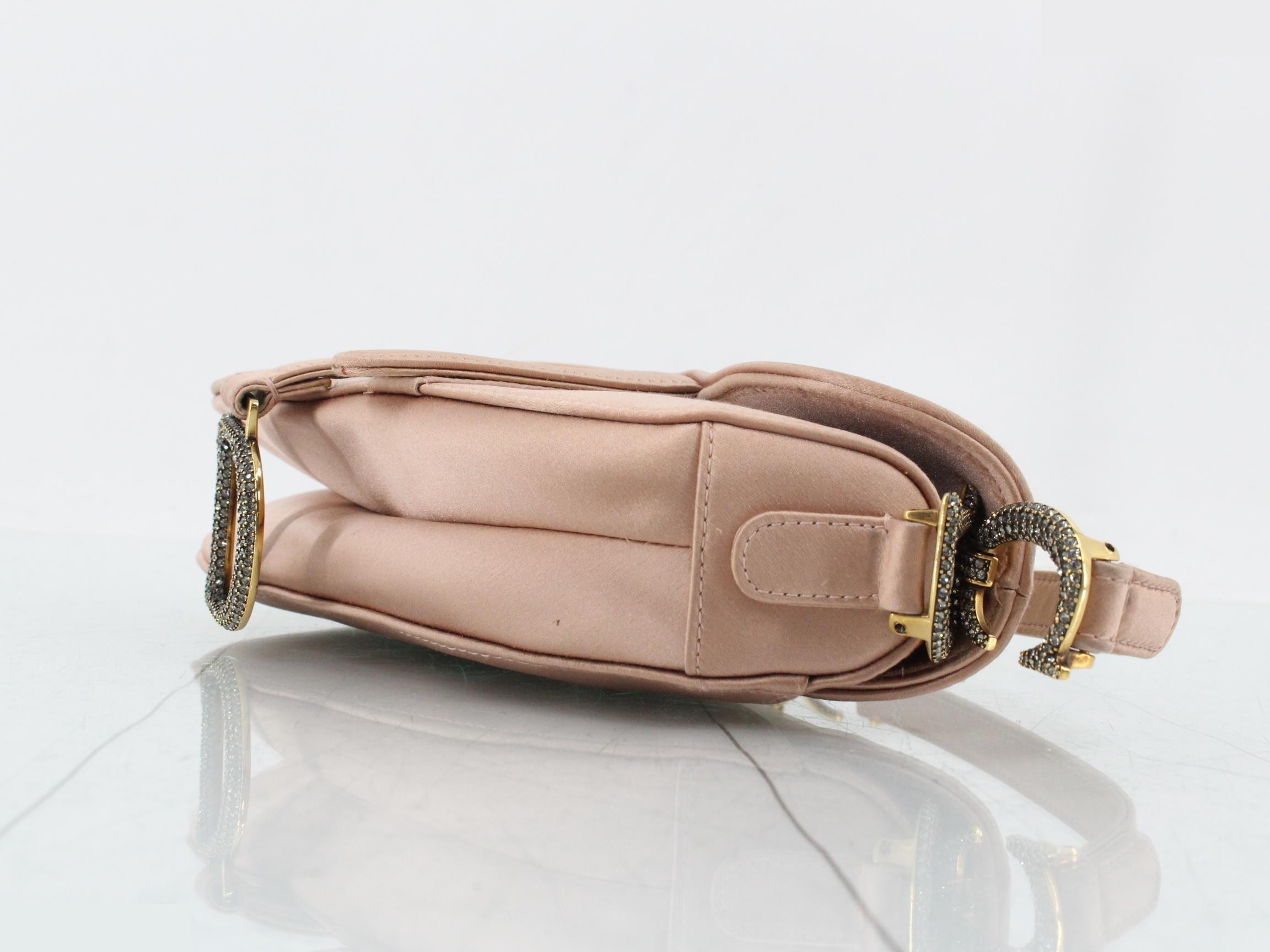 Satin Pink Rhinestone Saddle Handbag — view 6
