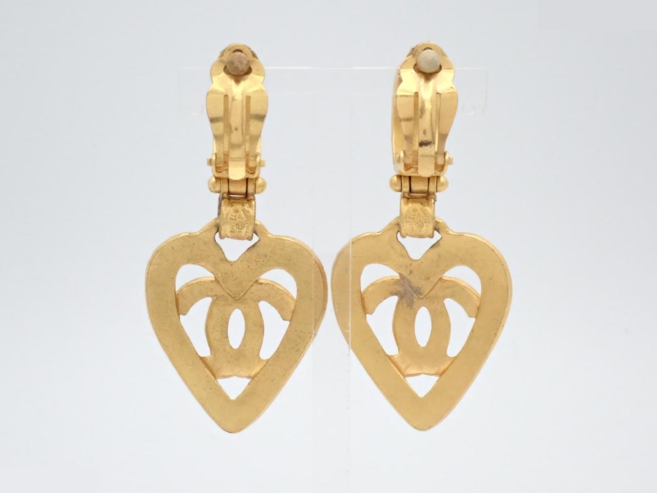 Vintage Coco Mark Heart Earrings — view 2