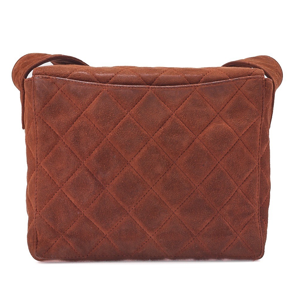 Suede Matelassé Shoulder Bag, Brown, Silver Hardware, Series 4 — view 2