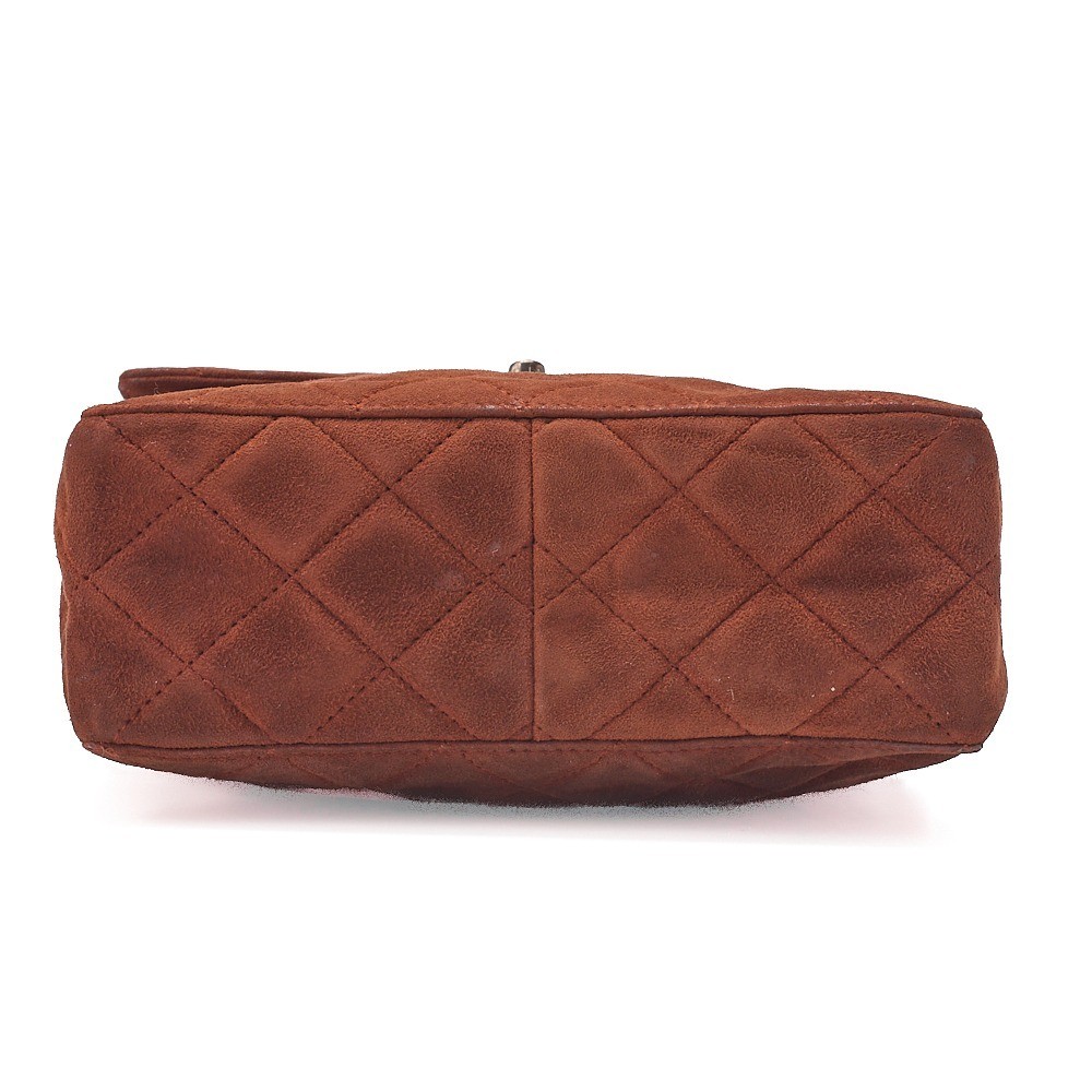 Suede Matelassé Shoulder Bag, Brown, Silver Hardware, Series 4 — view 5