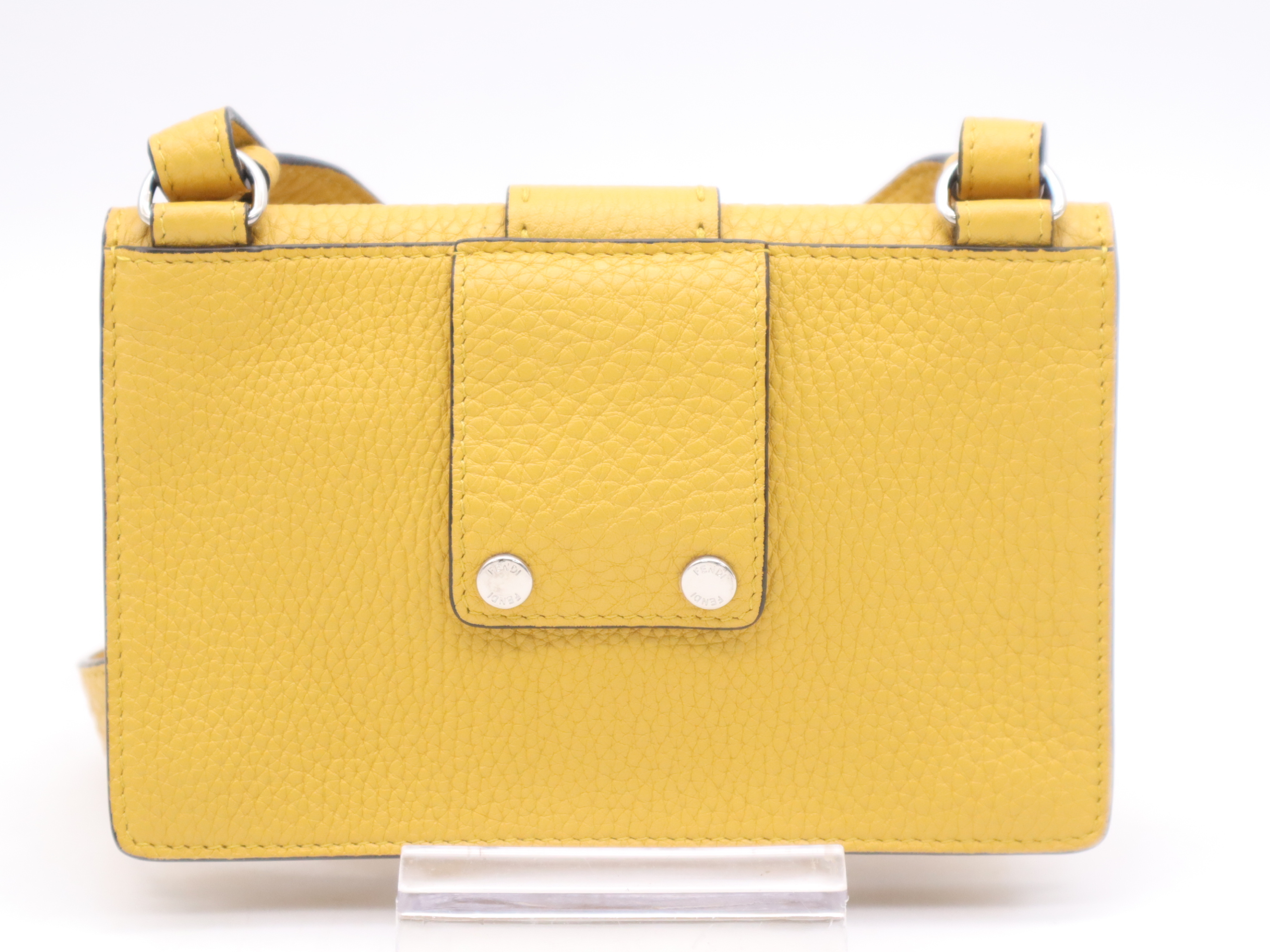 Leather Selleria Yellow Shoulder Bag with Silver Hardware, Dust Bag and Box Included — view 2