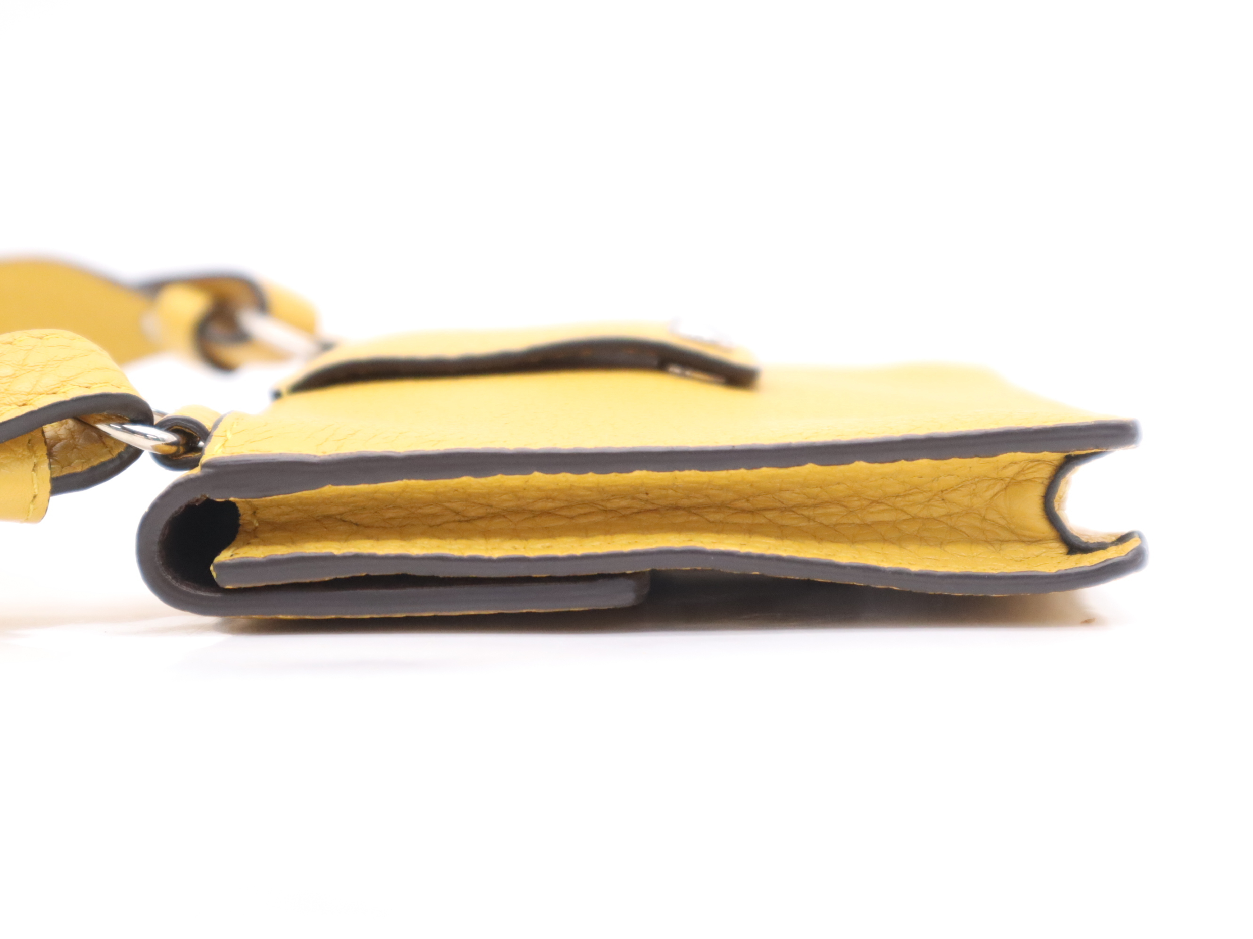 Leather Selleria Yellow Shoulder Bag with Silver Hardware, Dust Bag and Box Included — view 3