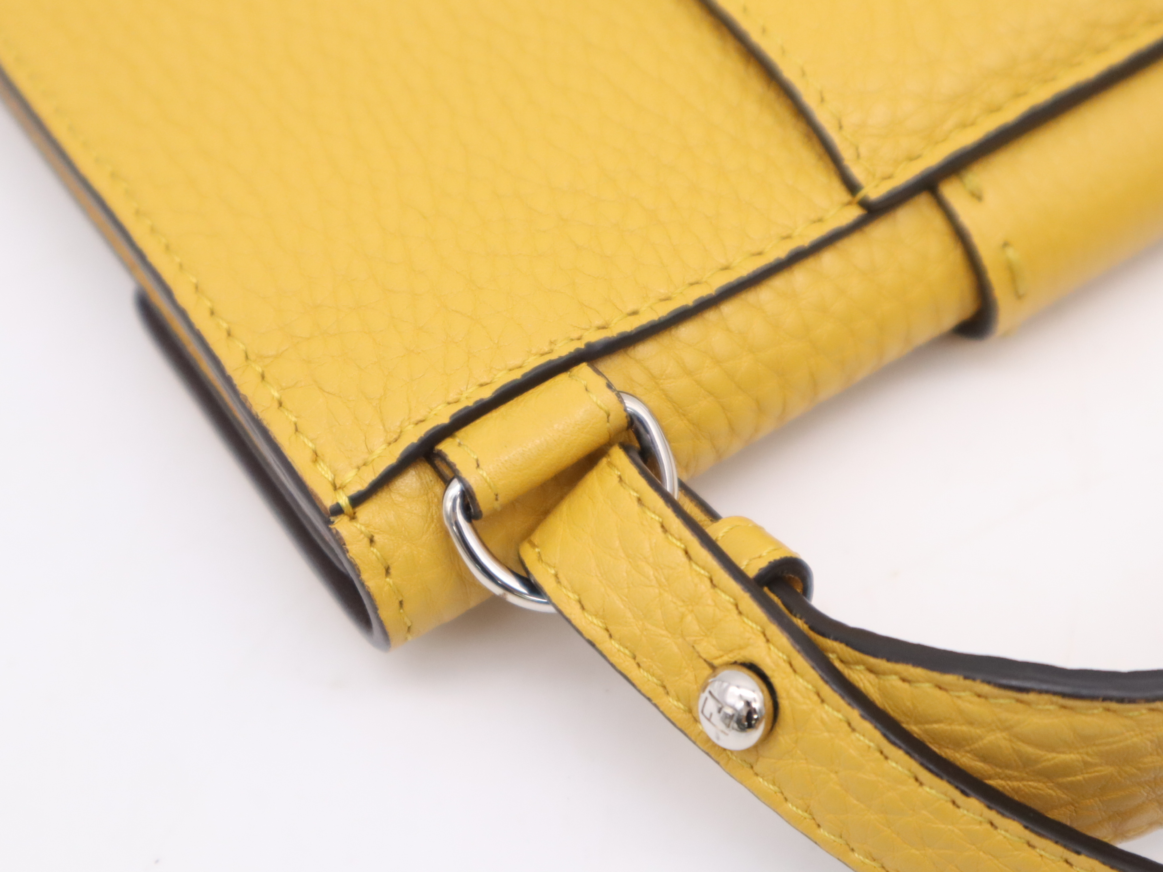 Leather Selleria Yellow Shoulder Bag with Silver Hardware, Dust Bag and Box Included — view 7