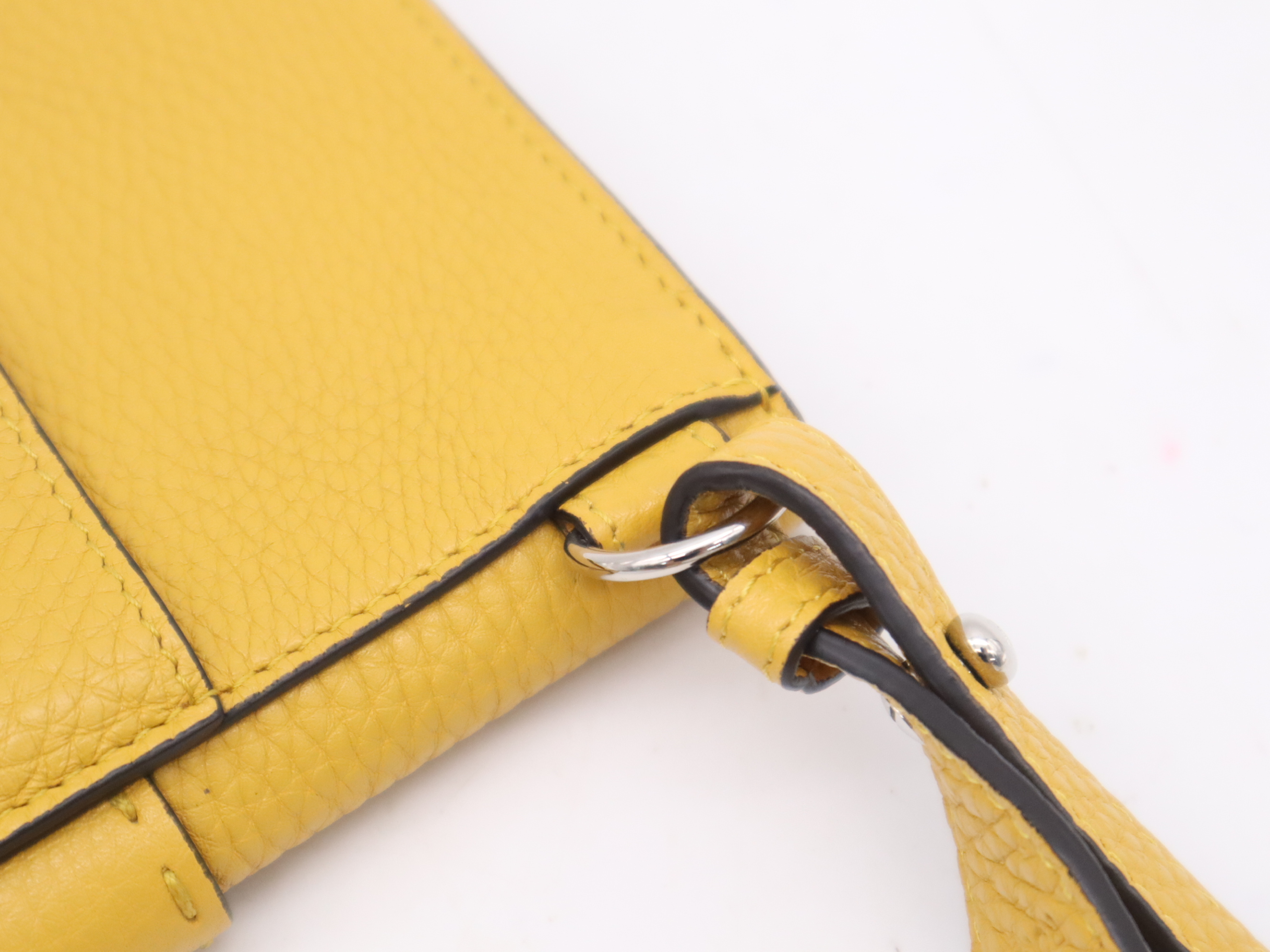 Leather Selleria Yellow Shoulder Bag with Silver Hardware, Dust Bag and Box Included — view 8