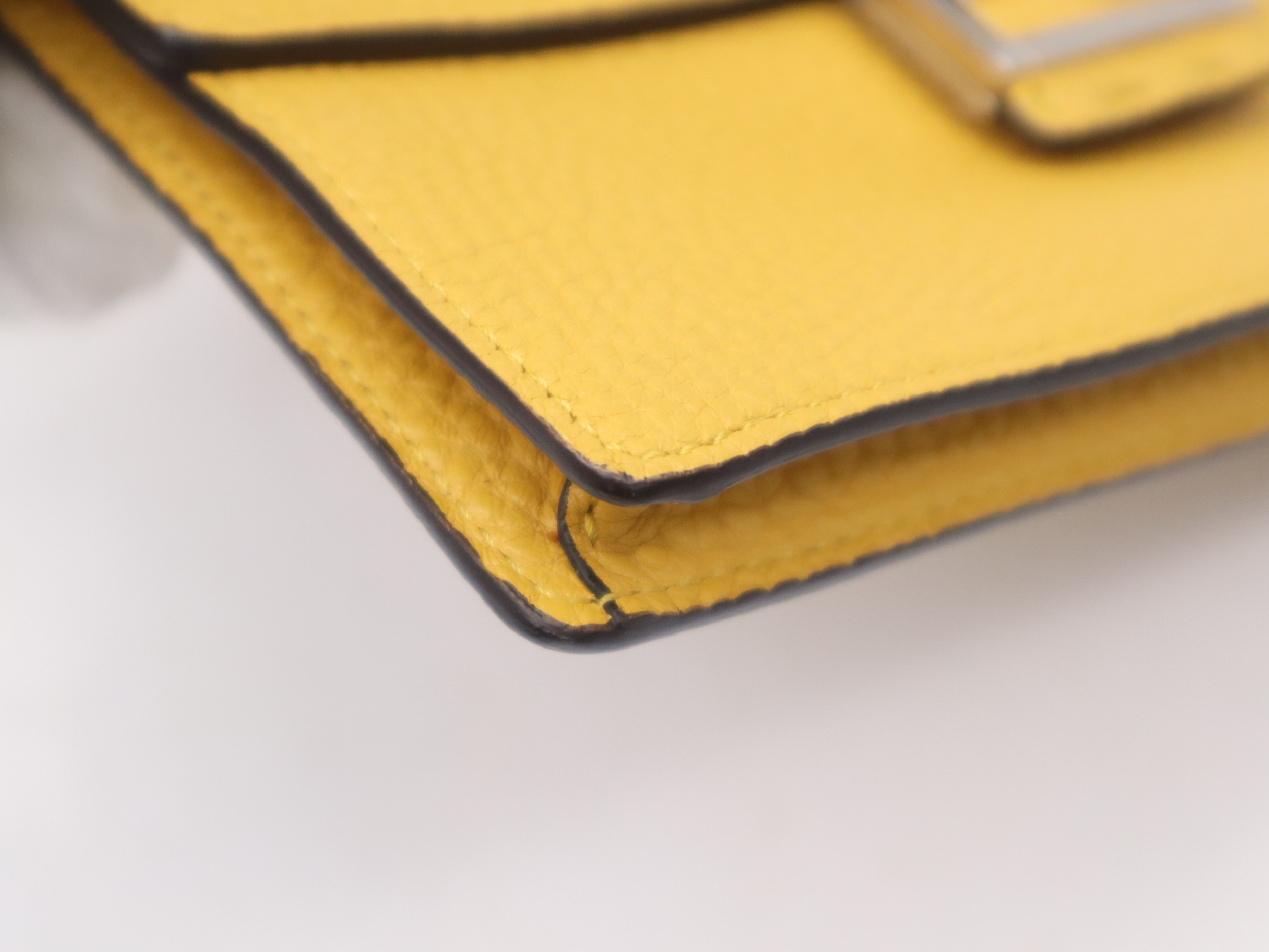 Leather Selleria Yellow Shoulder Bag with Silver Hardware, Dust Bag and Box Included — view 10
