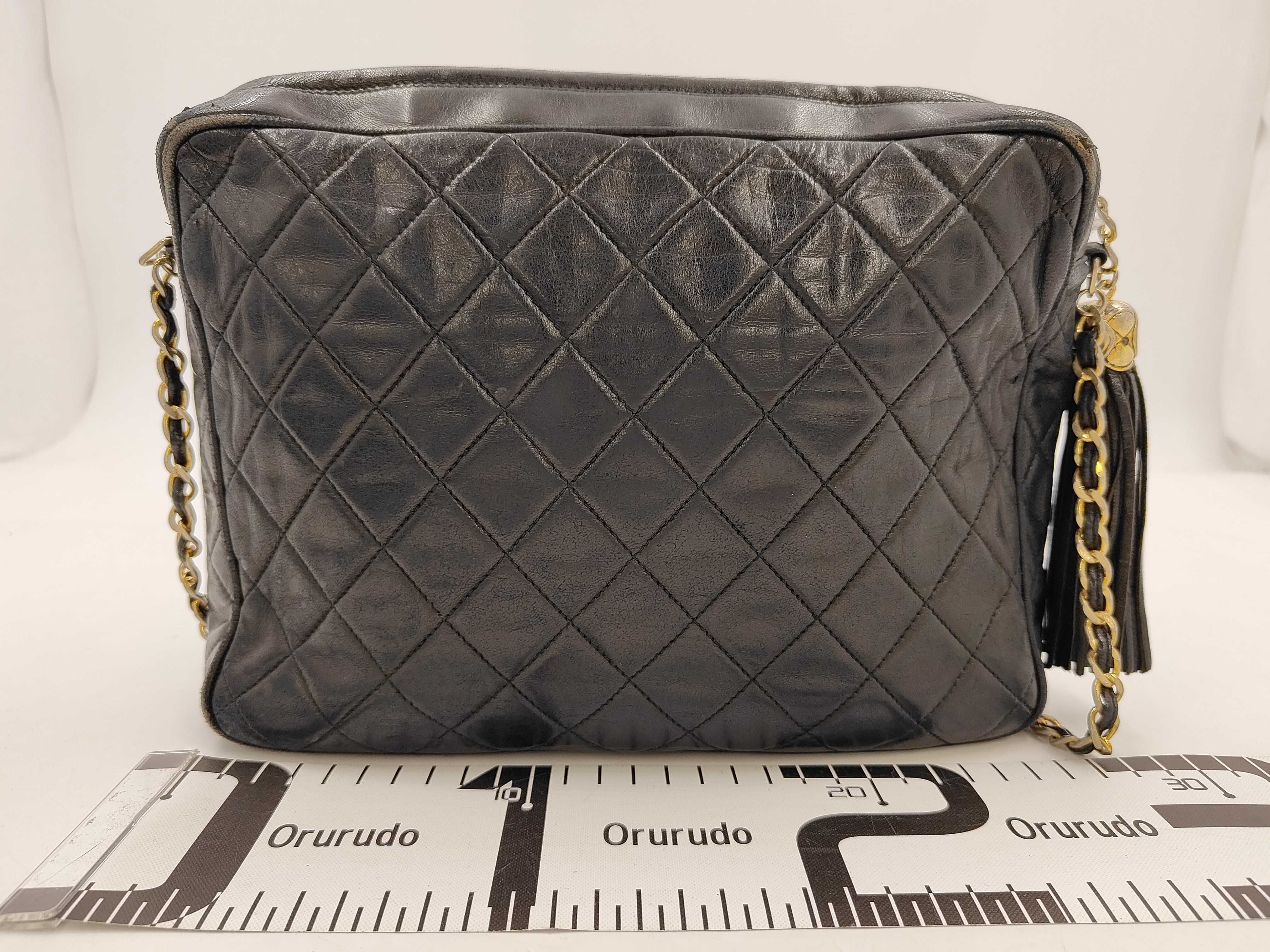 Coco Mark Lambskin Chain Shoulder Bag with Fringe, Black with Gold Hardware, Series 1 — view 2