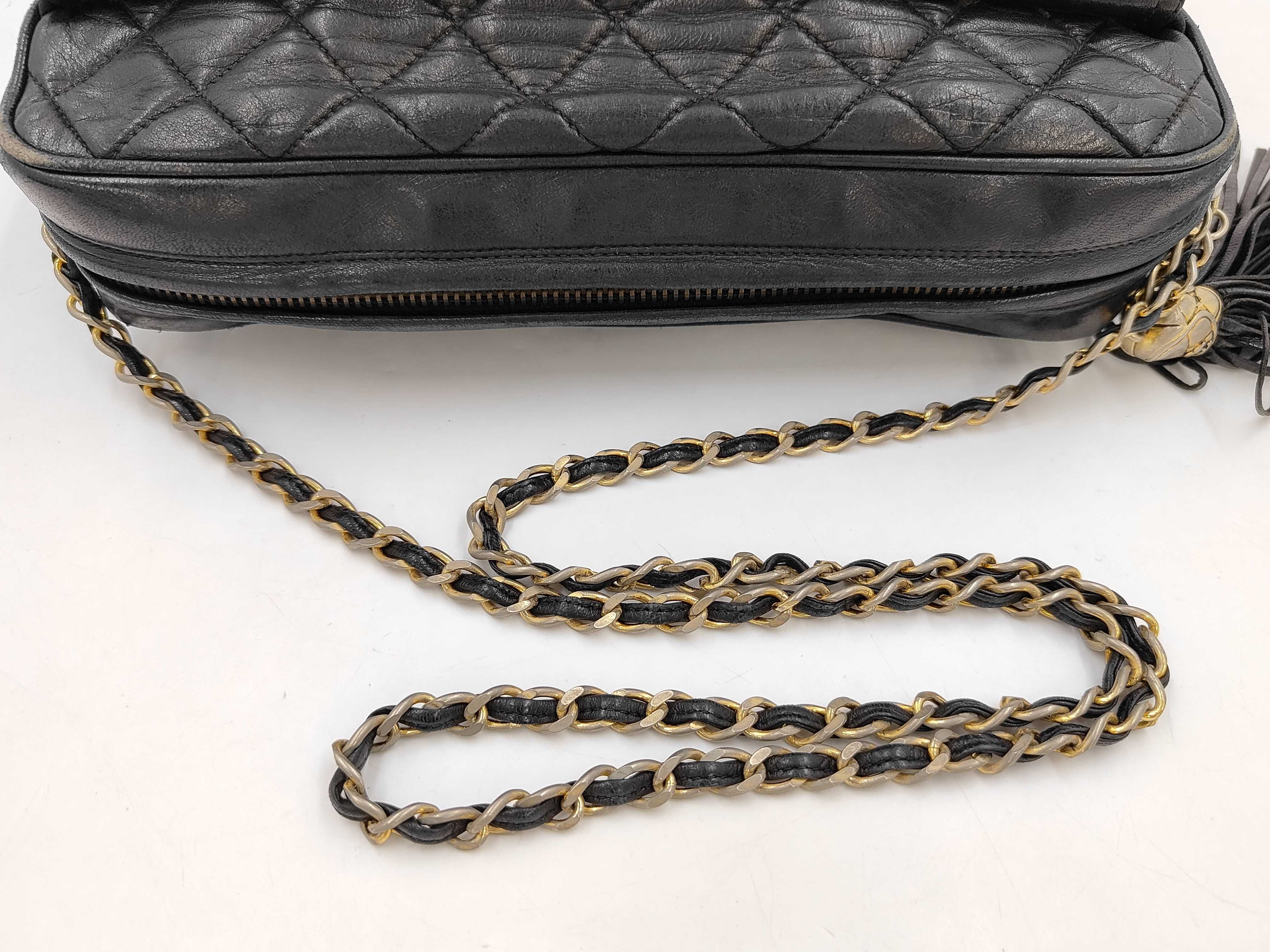 Coco Mark Lambskin Chain Shoulder Bag with Fringe, Black with Gold Hardware, Series 1 — view 5
