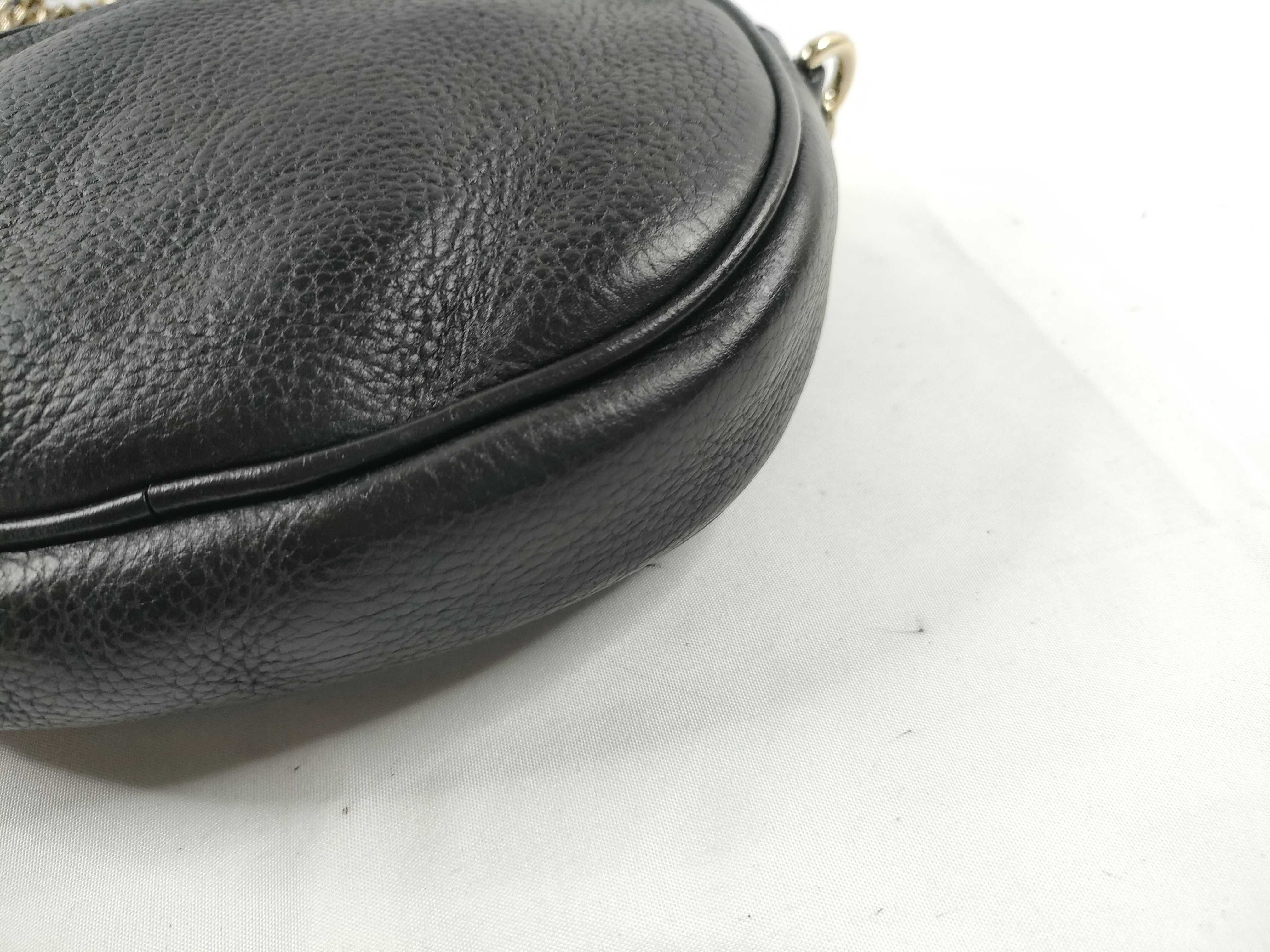 Soho Leather Chain Shoulder Bag, Black, Serial Number — view 5