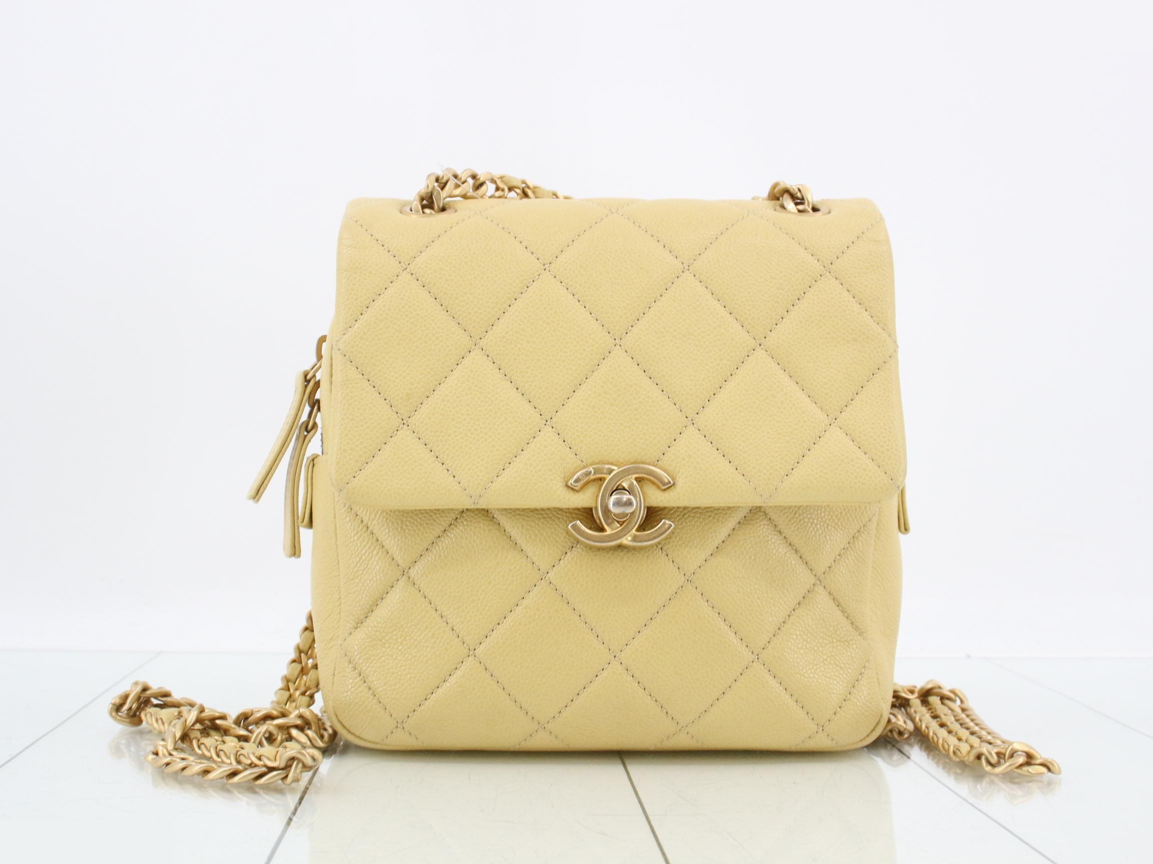 Caviar skin Coco Mark chain backpack