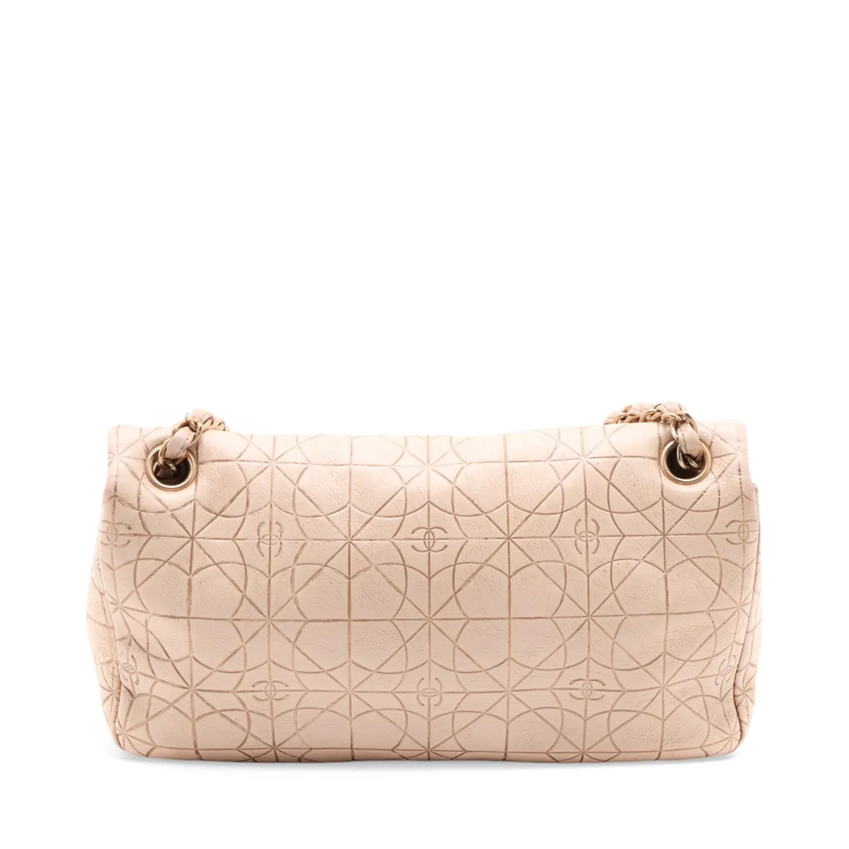 Coco Mark Lambskin Single Flap Double Chain Bag, Beige, Gold Hardware, Series 12 — view 2