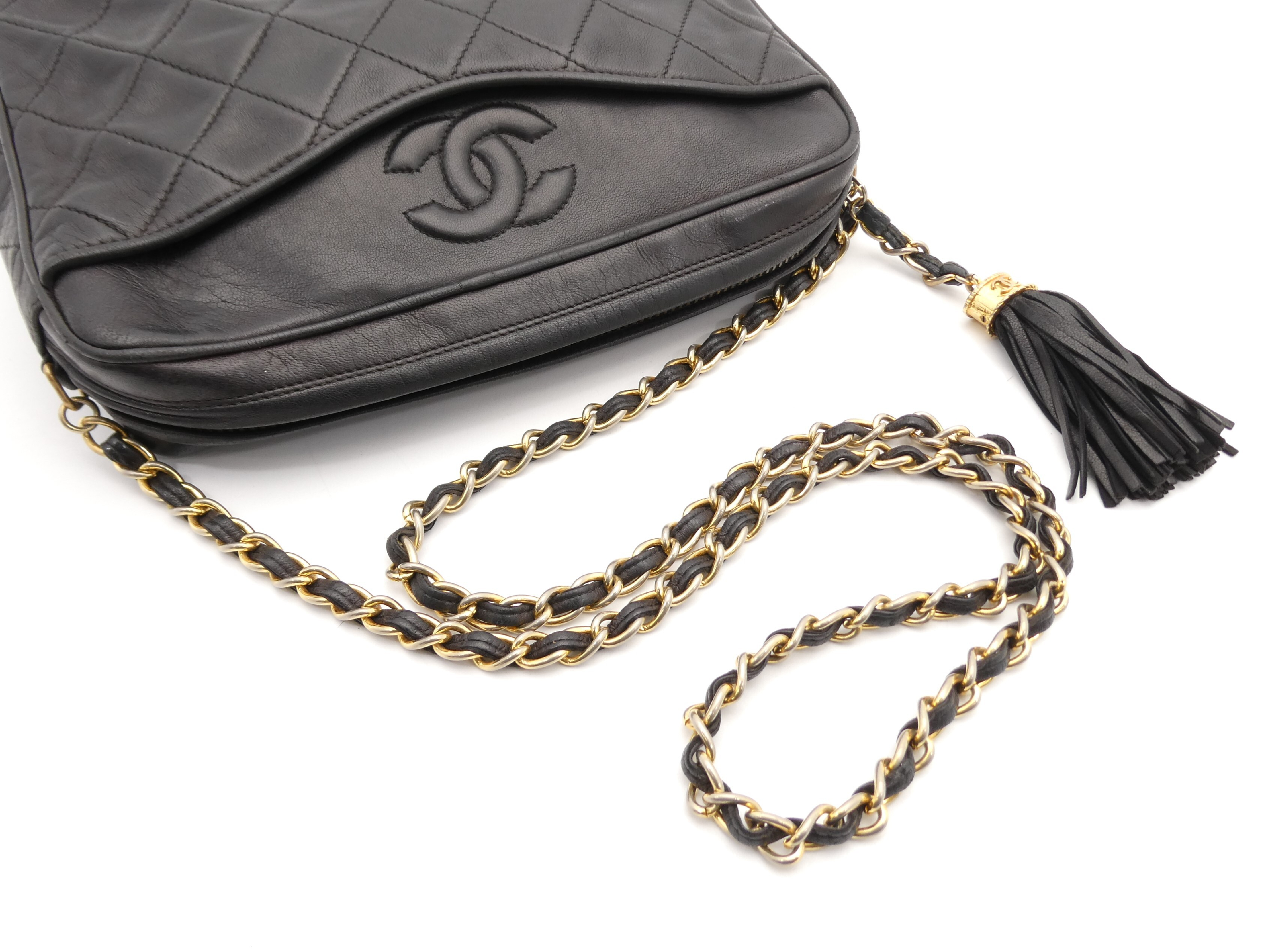 Matelassé Coco Mark Fringe Chain Shoulder Bag — view 6