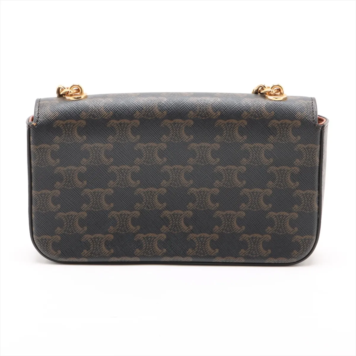 Triomphe PVC x Leather Chain Shoulder Bag Brown — view 2