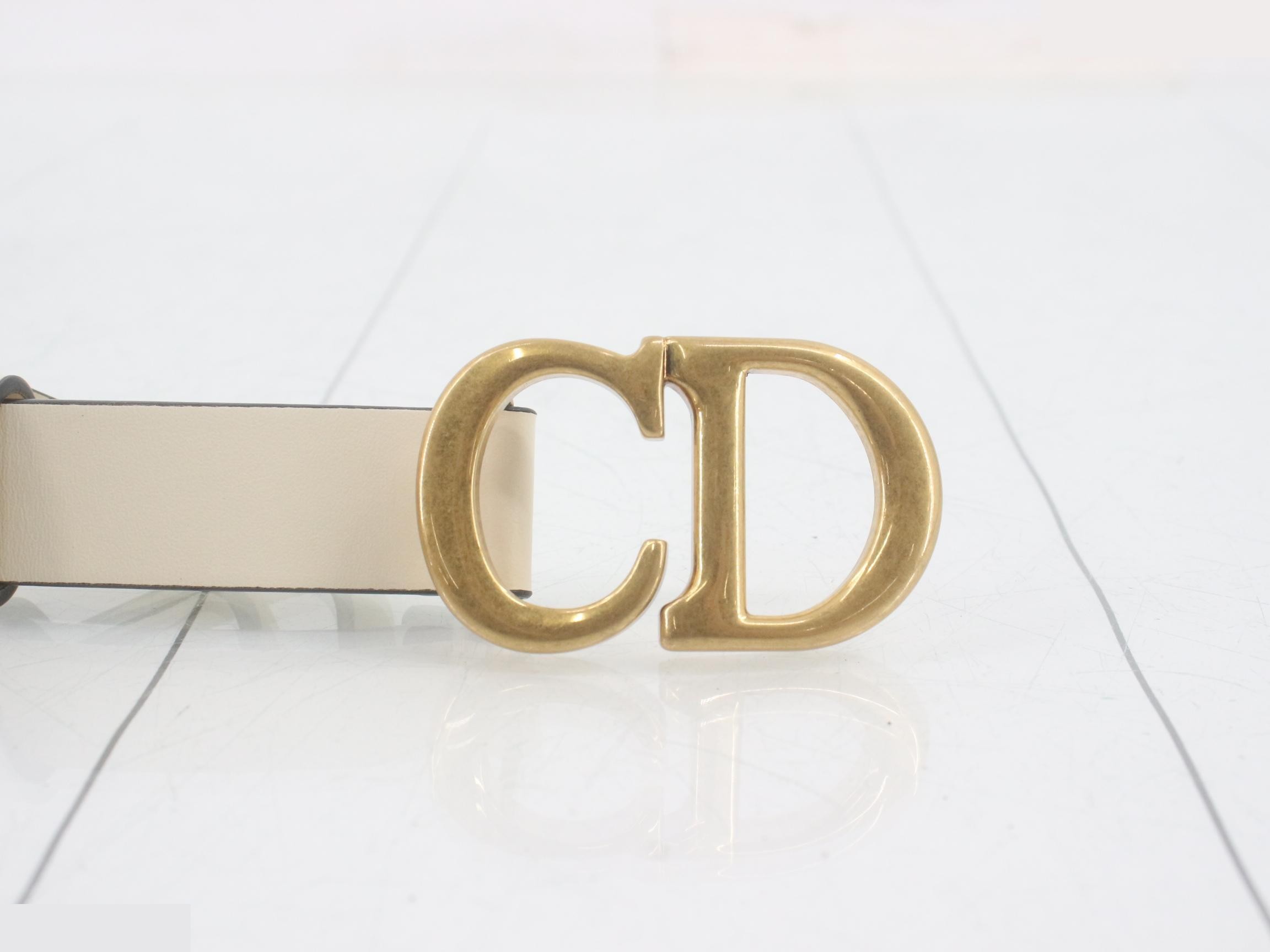 CD logo buckle belt, ivory — view 3