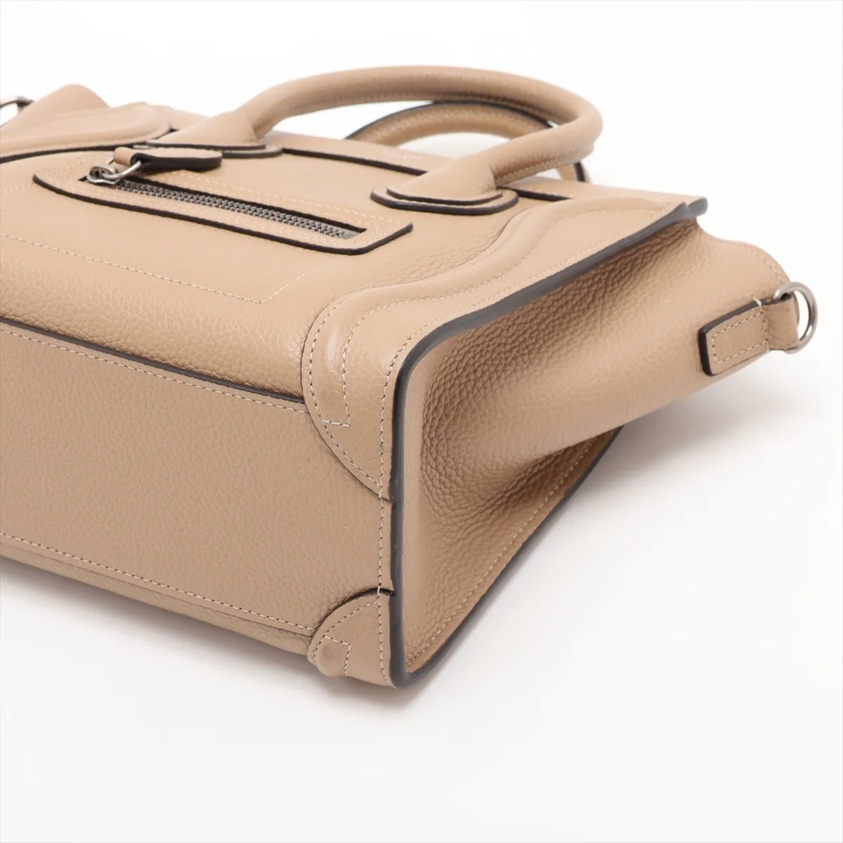 Luggage Nano Shopper Leather 2-Way Handbag, Beige — view 3