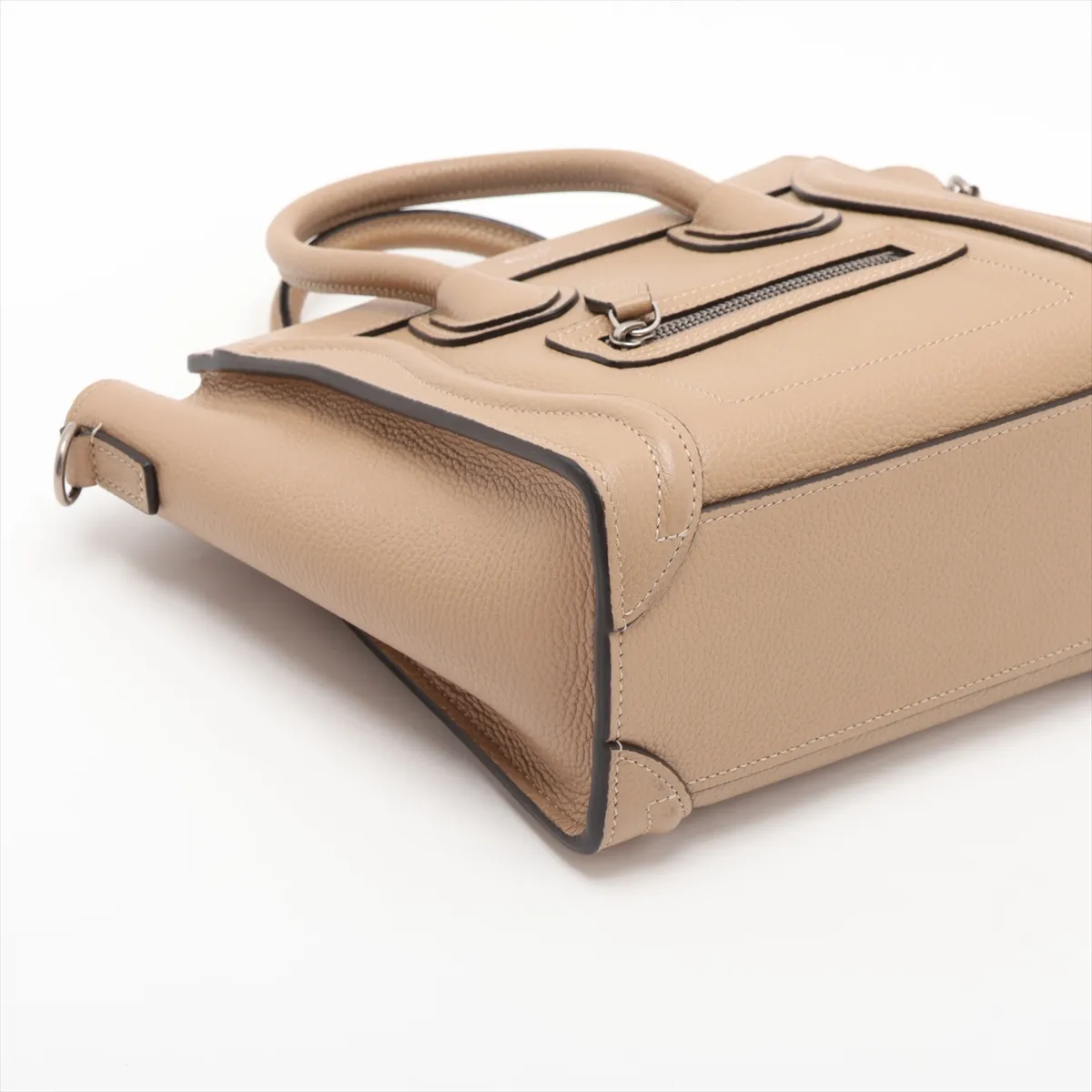 Luggage Nano Shopper Leather 2-Way Handbag, Beige — view 4