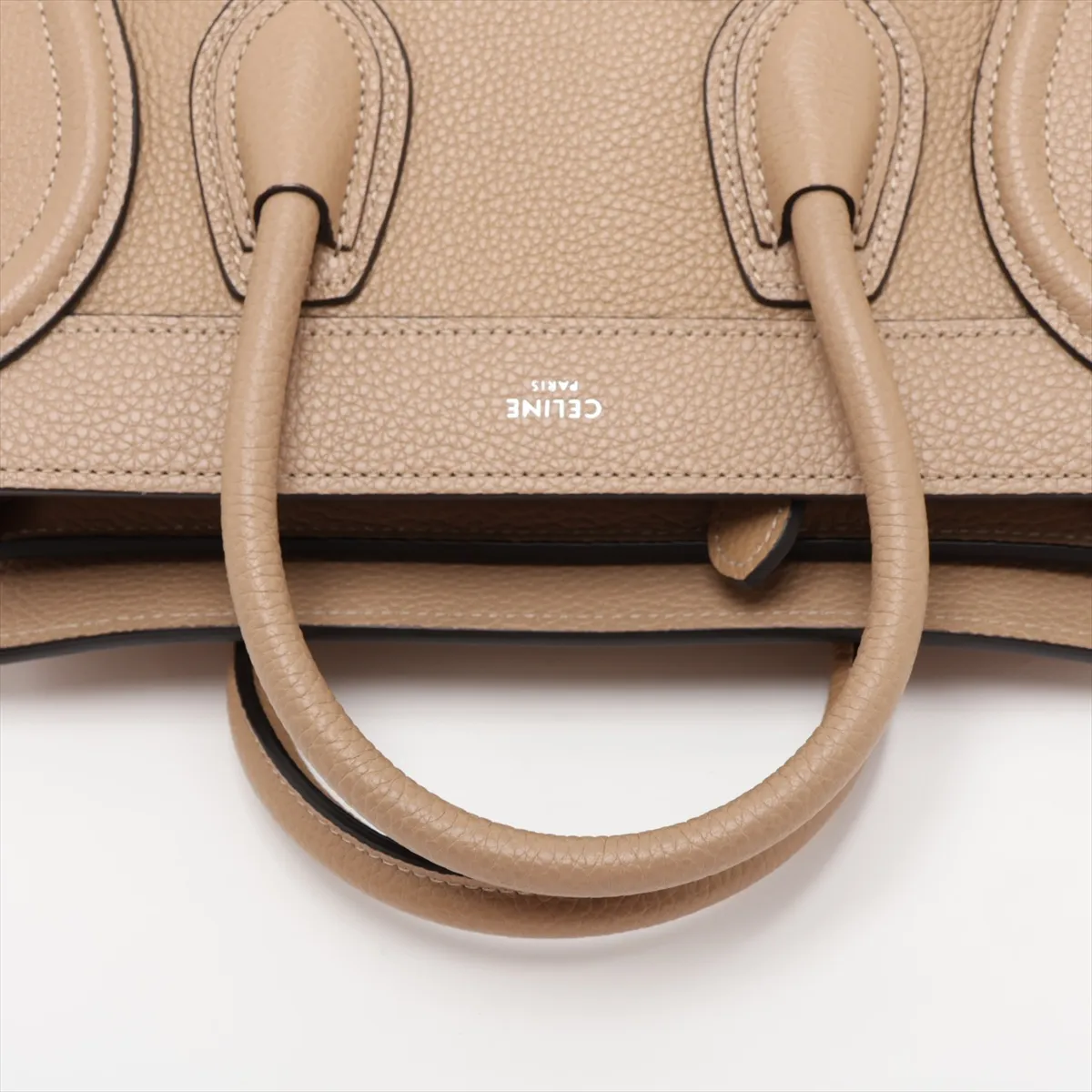 Luggage Nano Shopper Leather 2-Way Handbag, Beige — view 5