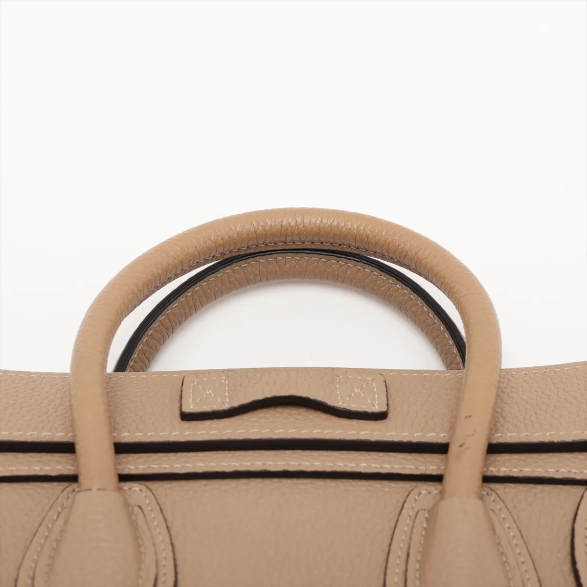 Luggage Nano Shopper Leather 2-Way Handbag, Beige — view 6