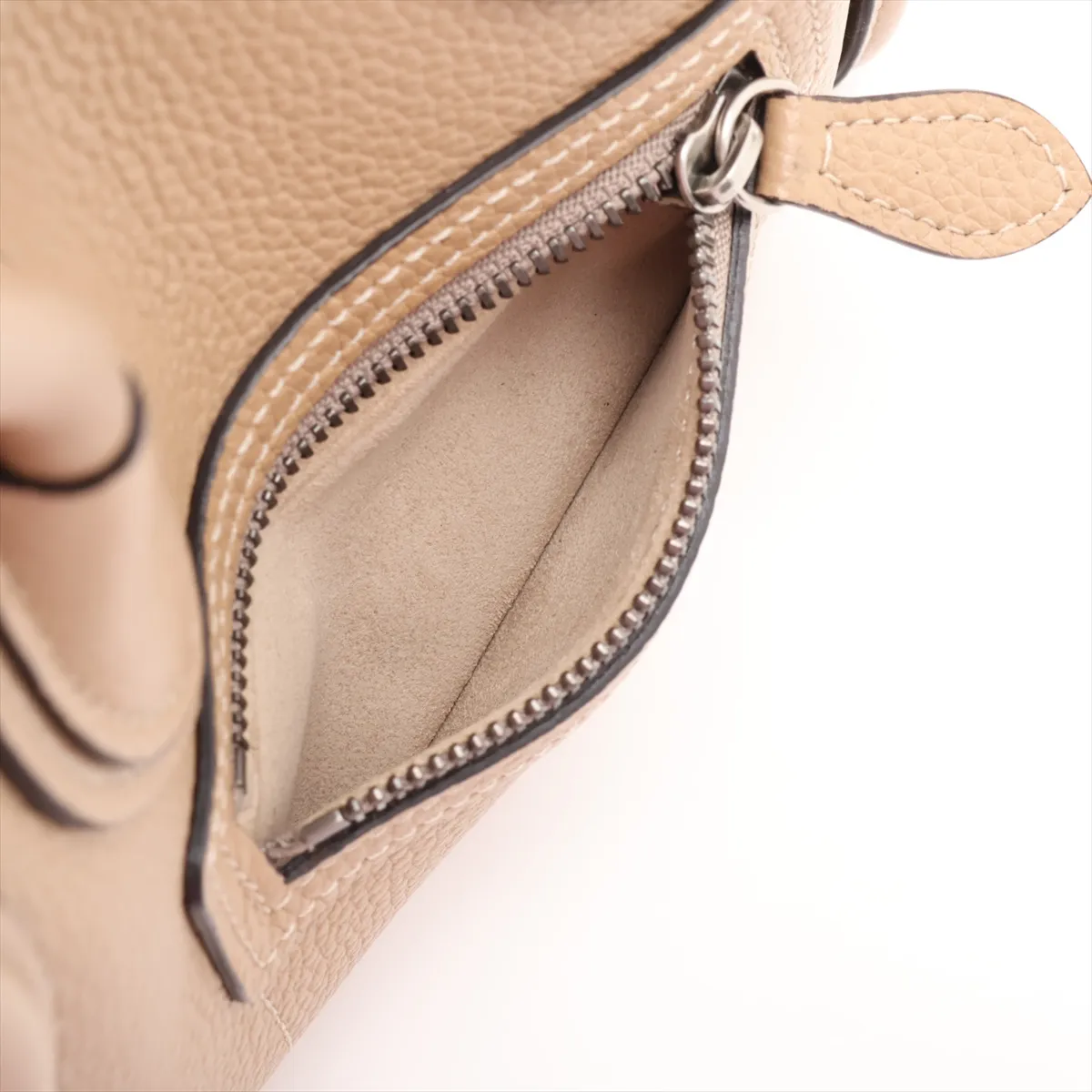 Luggage Nano Shopper Leather 2-Way Handbag, Beige — view 10